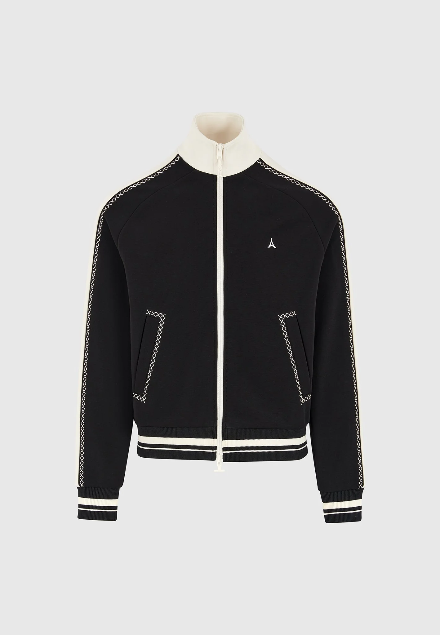 Tristan - Contrast Whipstitch Raglan Track Jacket - Black - Image 7