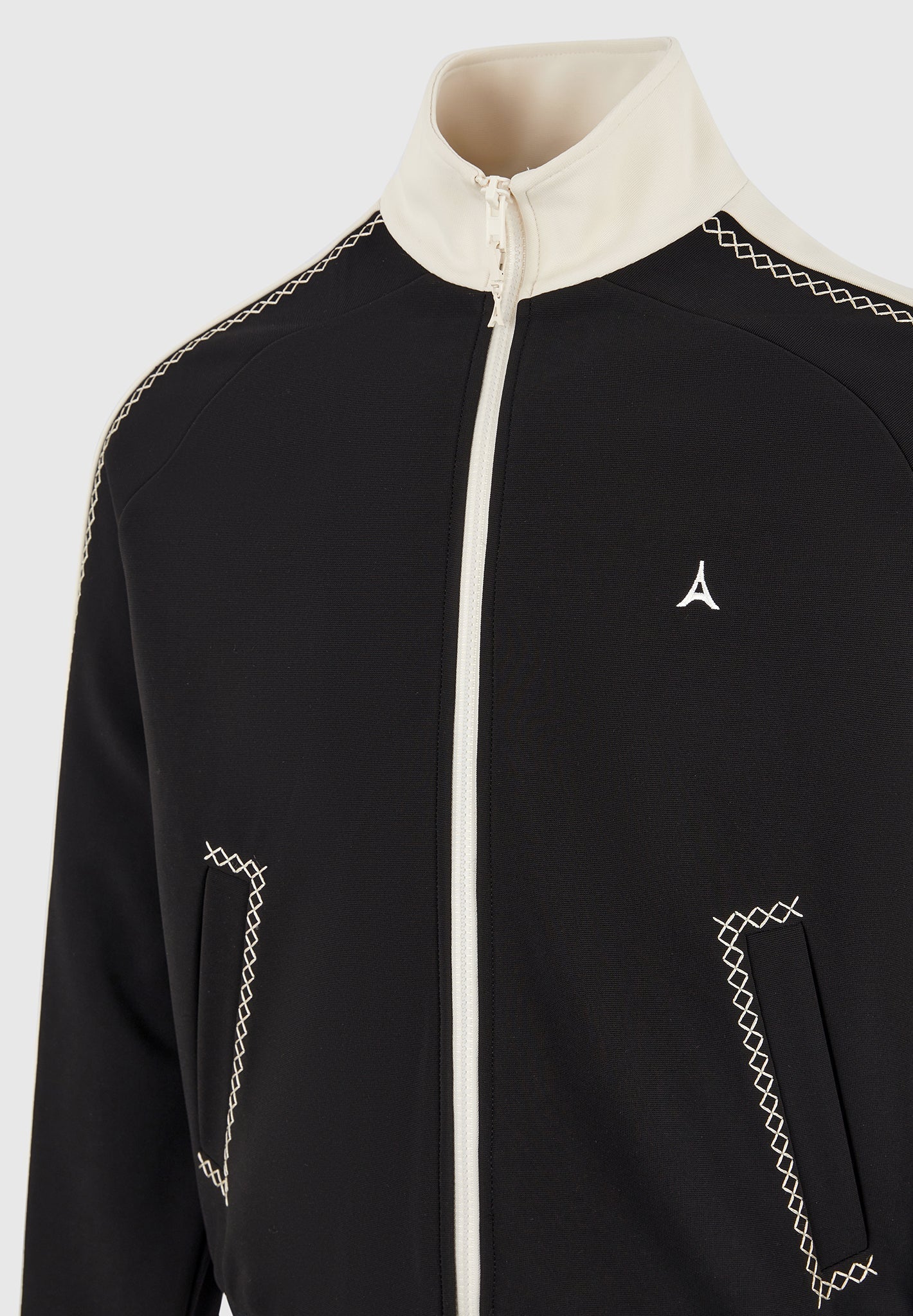 Tristan - Contrast Whipstitch Raglan Track Jacket - Black - Image 8
