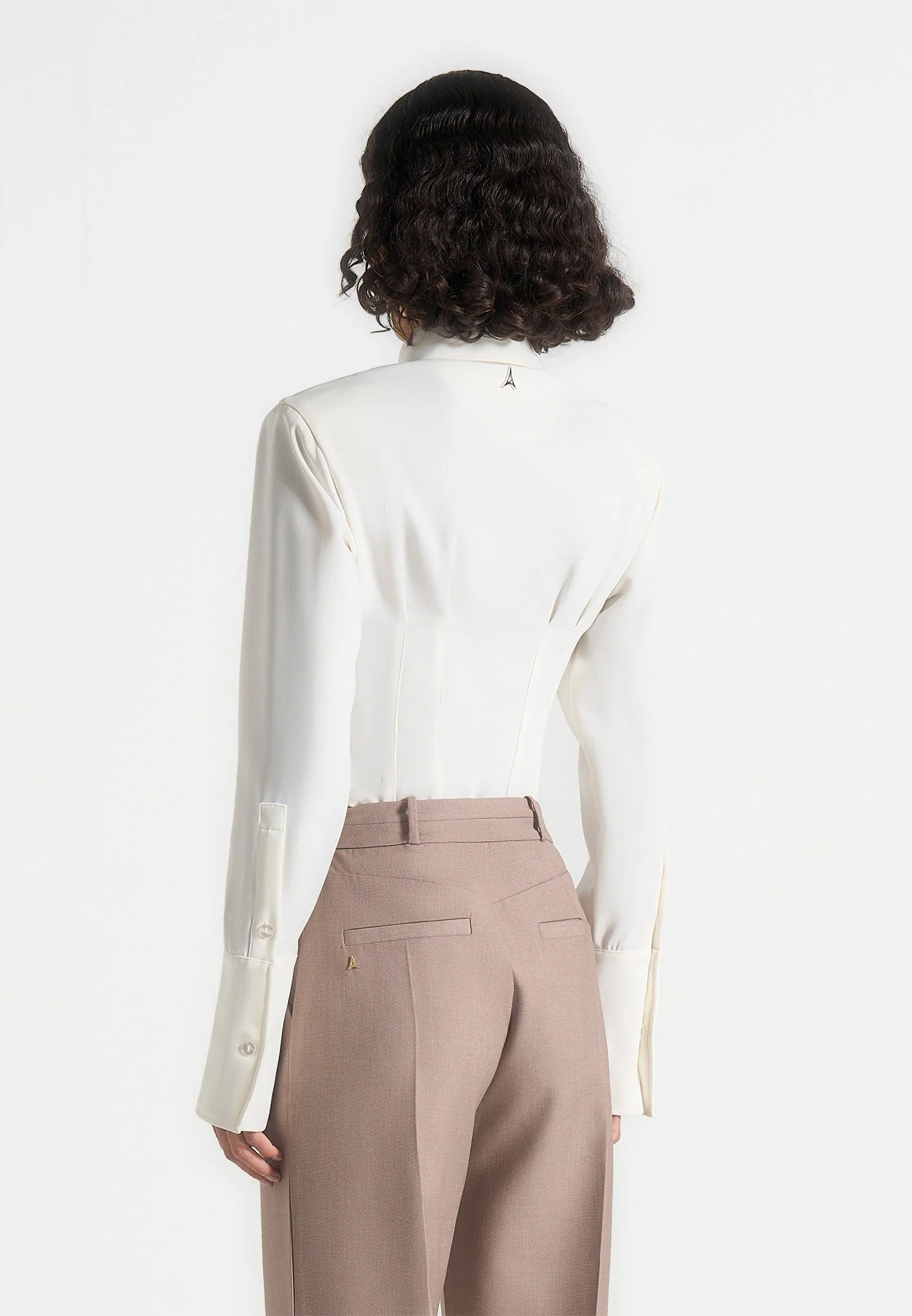 Agnes - Corset Shirt Bodysuit - Off White - Image 3