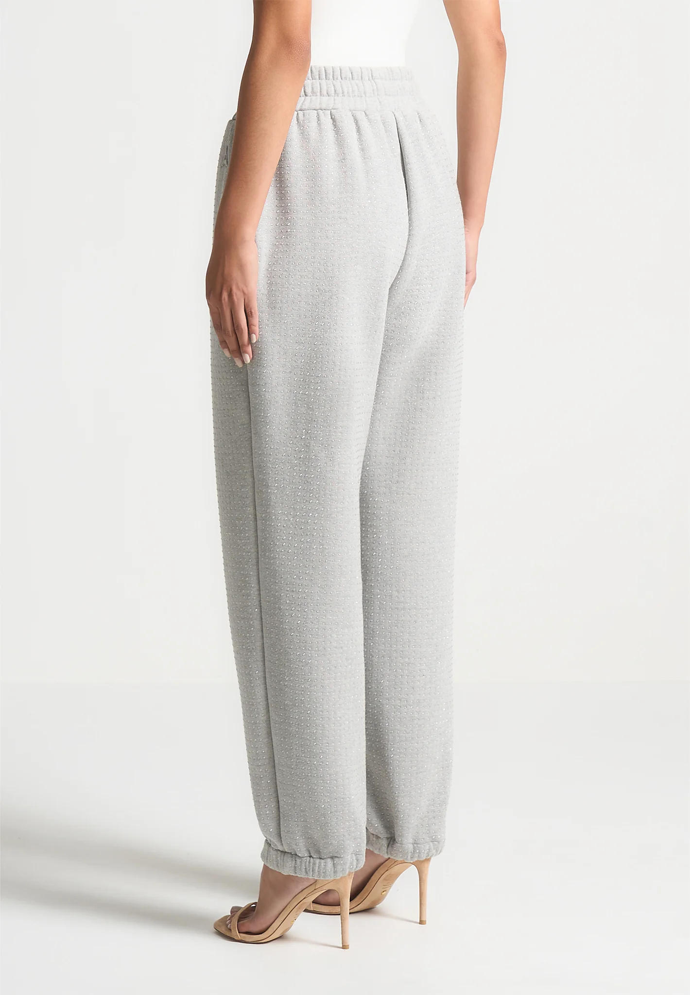 Cuffed Rhinestone Joggers - Grey - Image 3