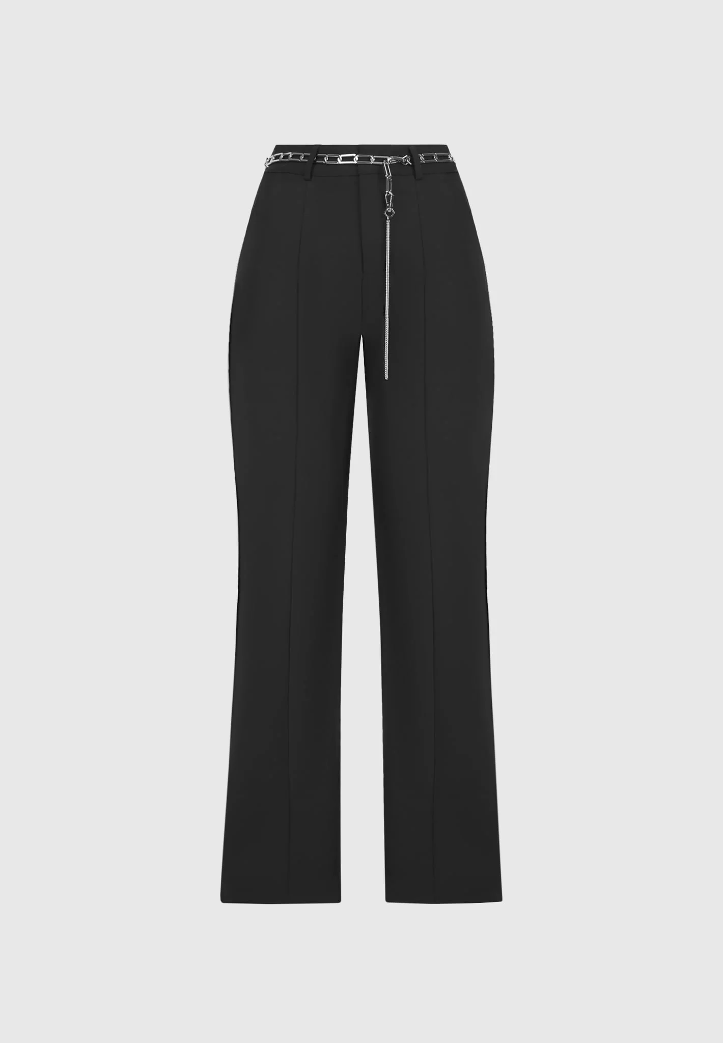 Cut Out Flared Trousers with Chain Belt - Black - Image 5