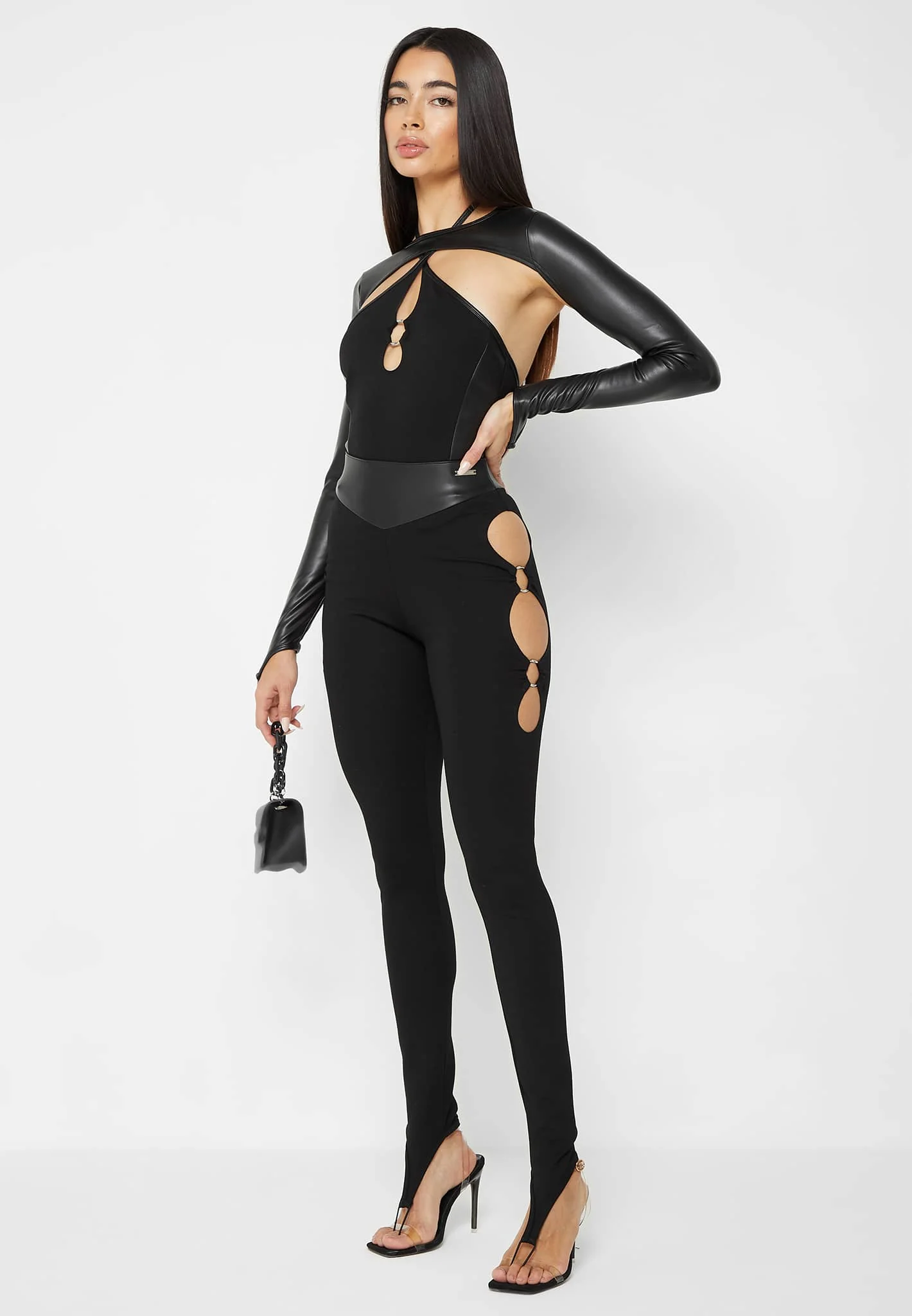 Cut-Out O-Ring Leggings - Black