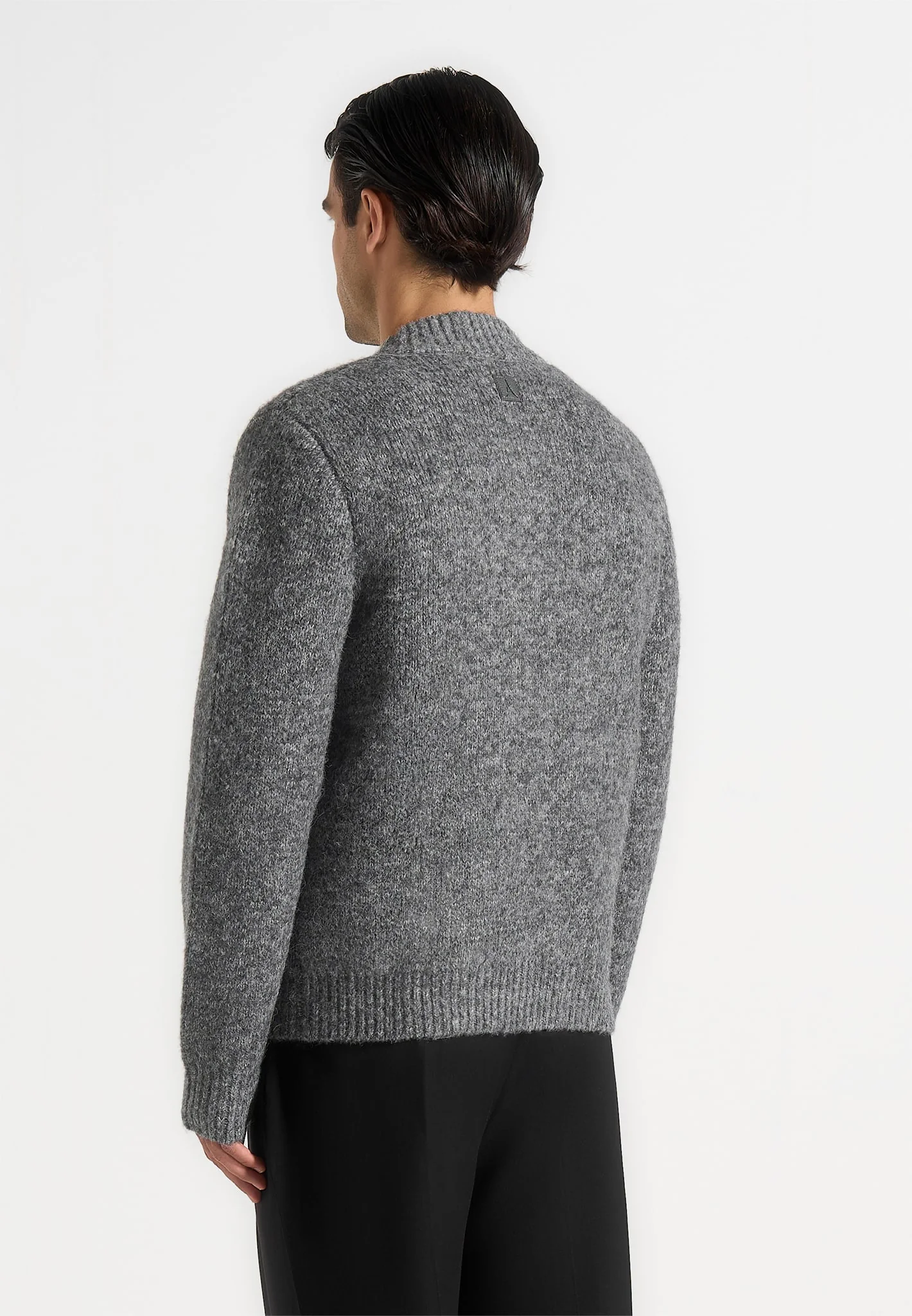Dani - Unisex Asymmetric Brushed Wool Knit Cardigan - Grey - Image 9