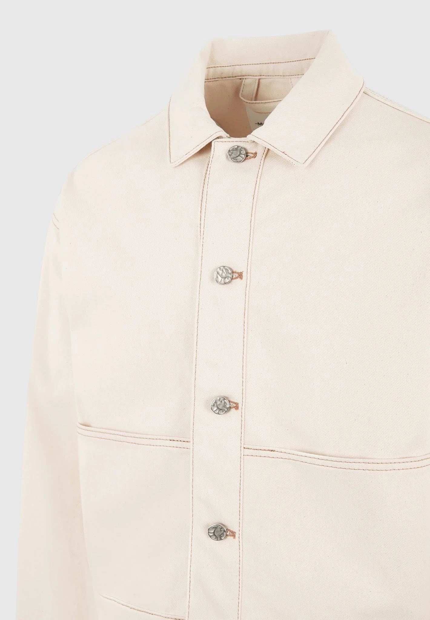 Damien - Denim Jacket with Back Pleat - Cream - Image 9