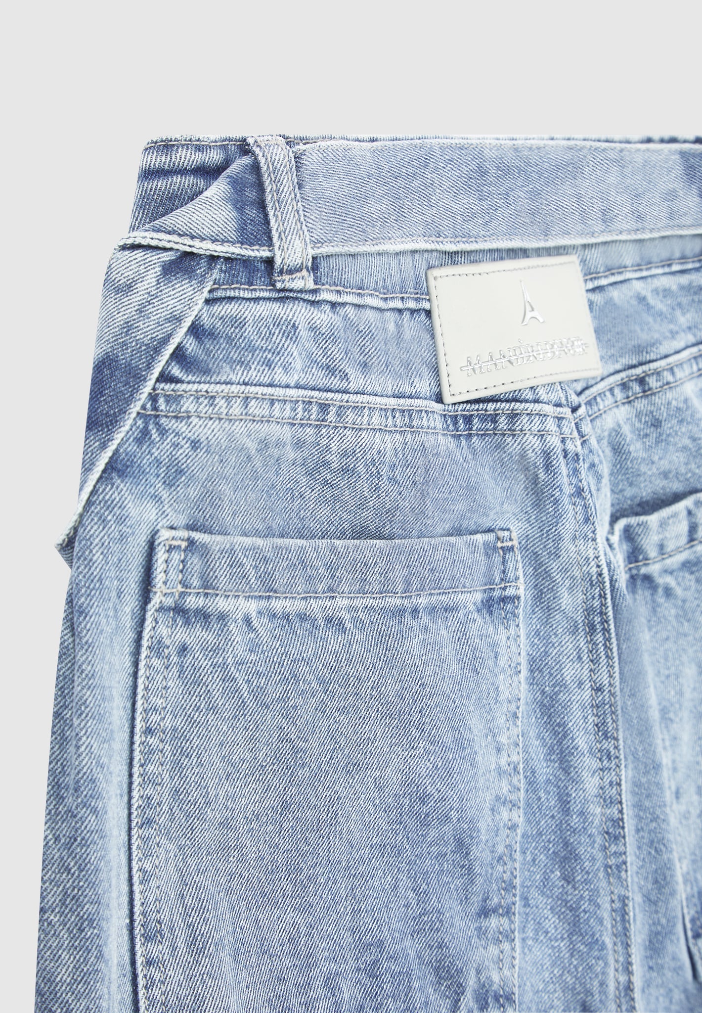 Talia - Denim Strap Cargo Jeans - Mid Blue - Image 6