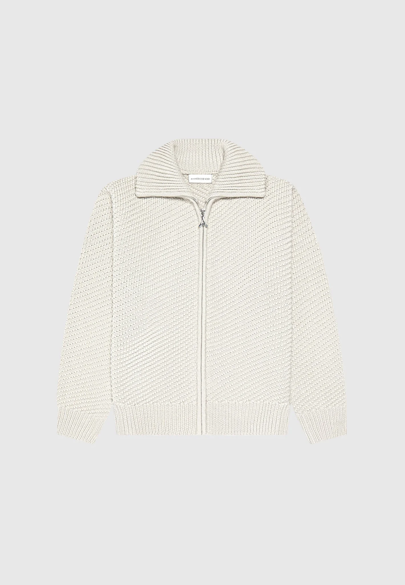 Diagonal Knit Cardigan - Stone - Image 3