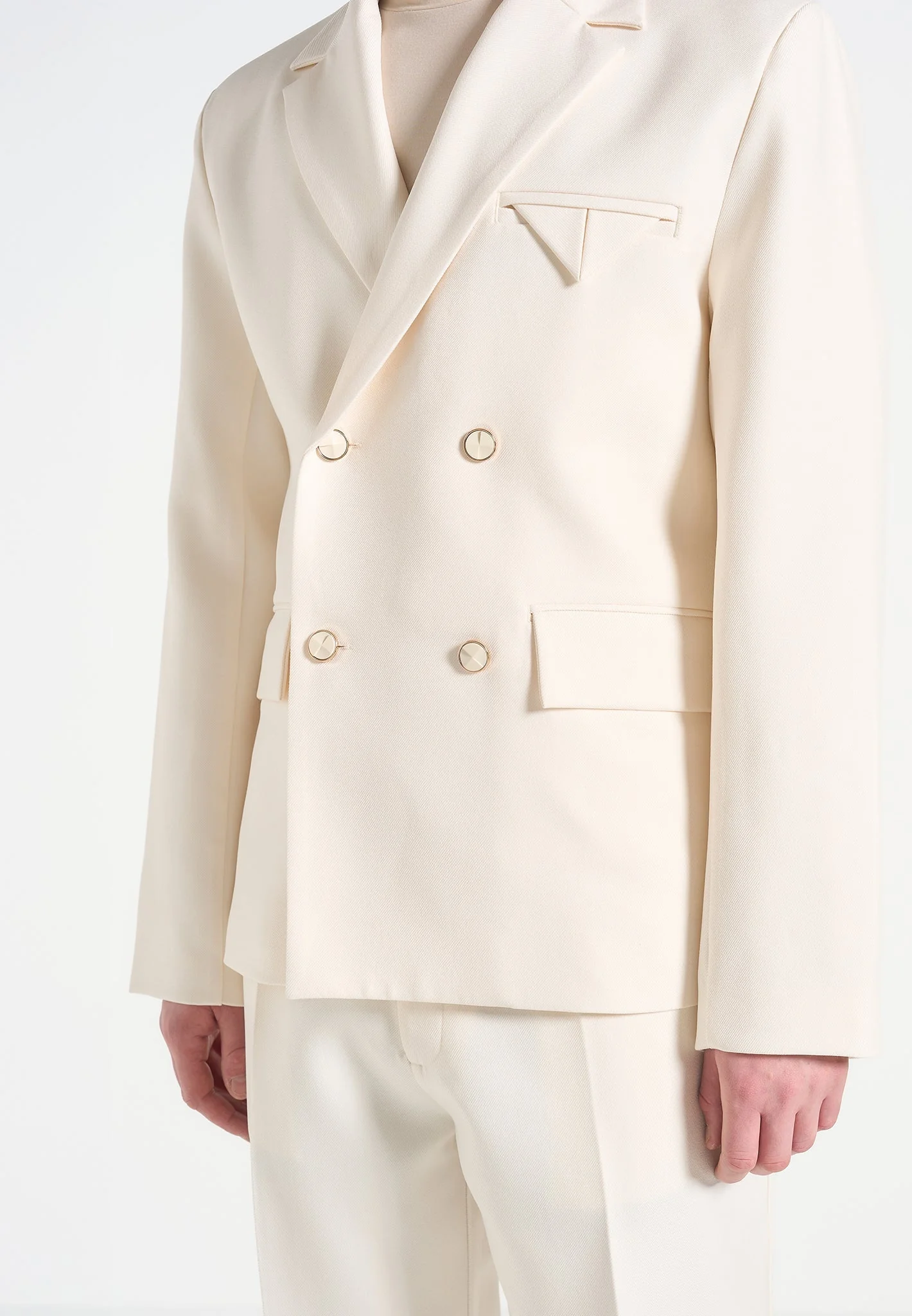 Didier - Double Breasted Tailored Suit Jacket - Off White - Image 4