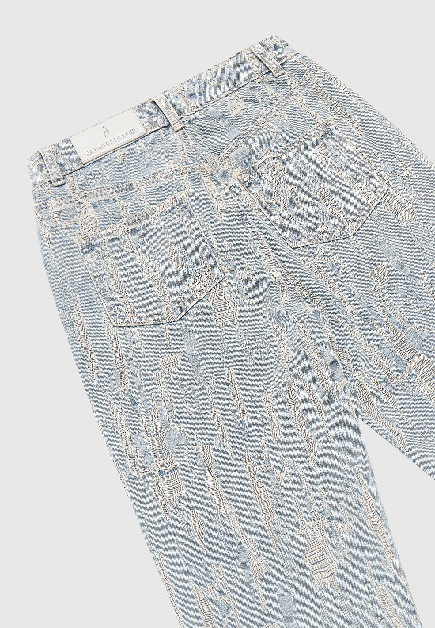 Florence - Distressed High Rise Straight Leg Jeans - Mid Blue - Image 7