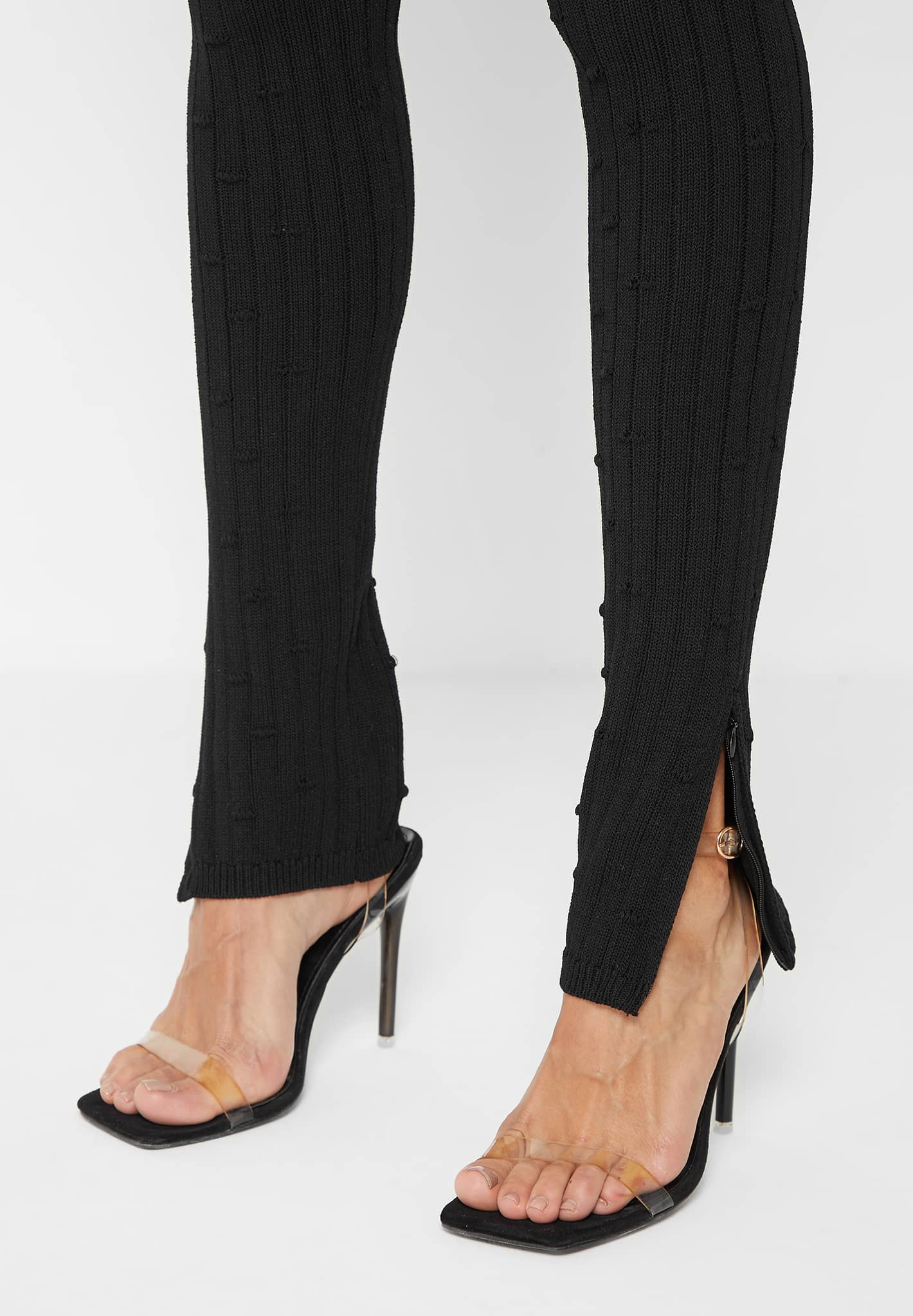 Distressed Knitted Cut Out Jumpsuit - Black - Image 7