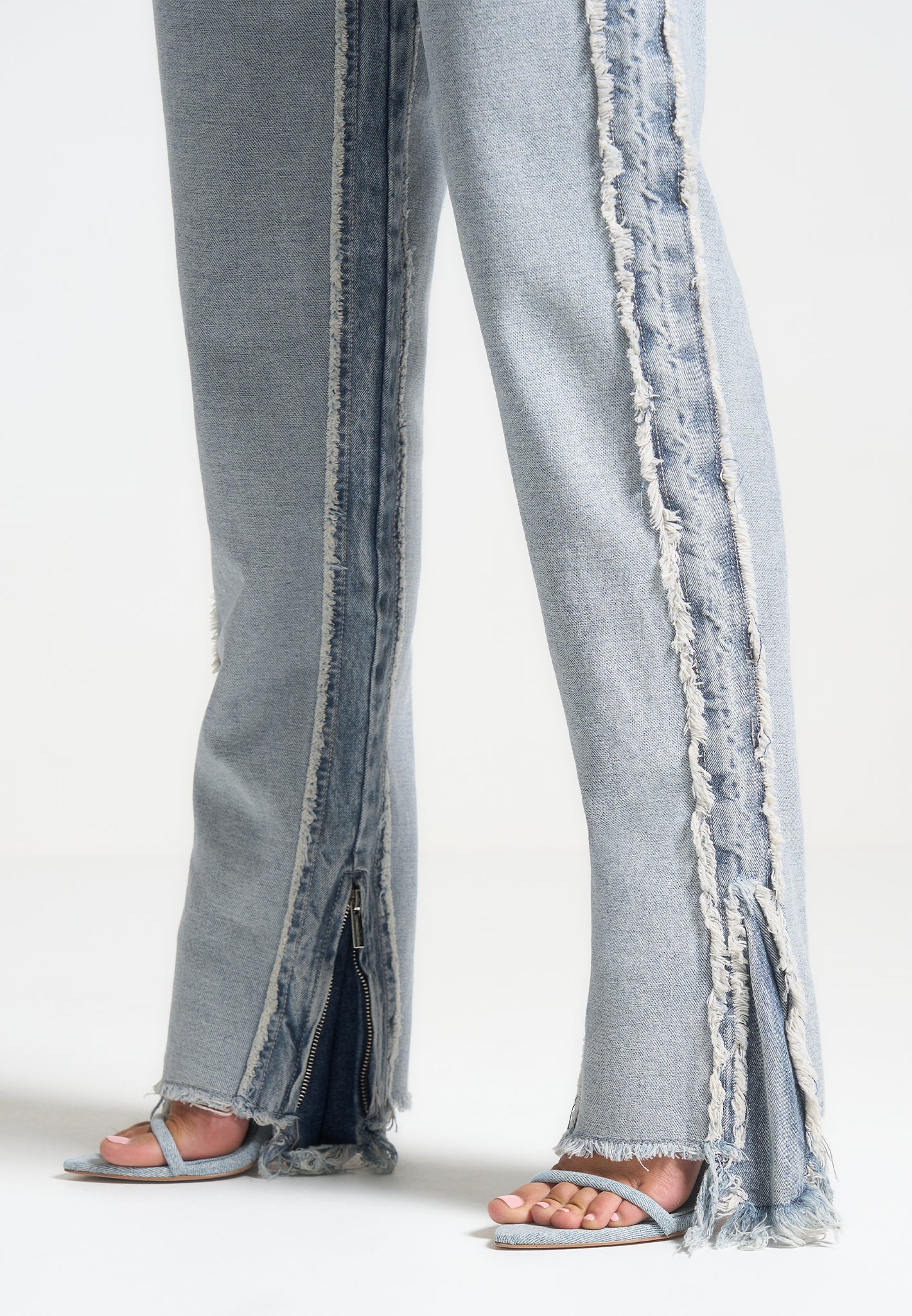 Distressed Mom Jeans - Mid Blue - Image 2