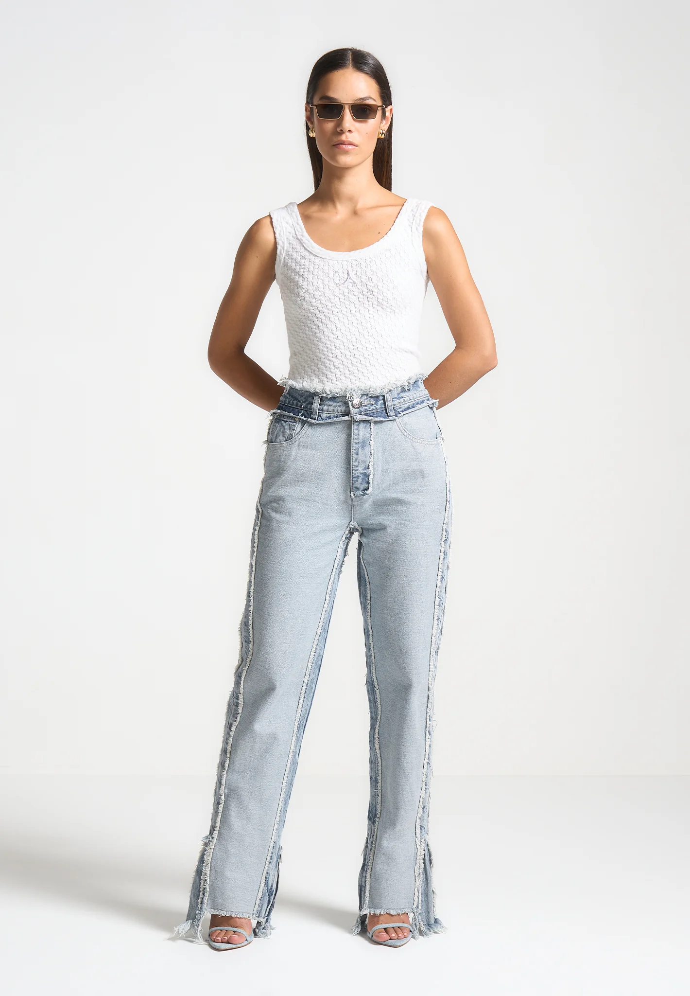 Distressed Mom Jeans - Mid Blue - Image 3