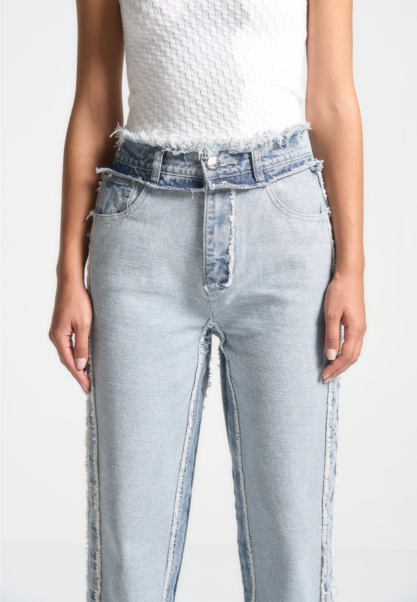 Distressed Mom Jeans - Mid Blue - Image 5