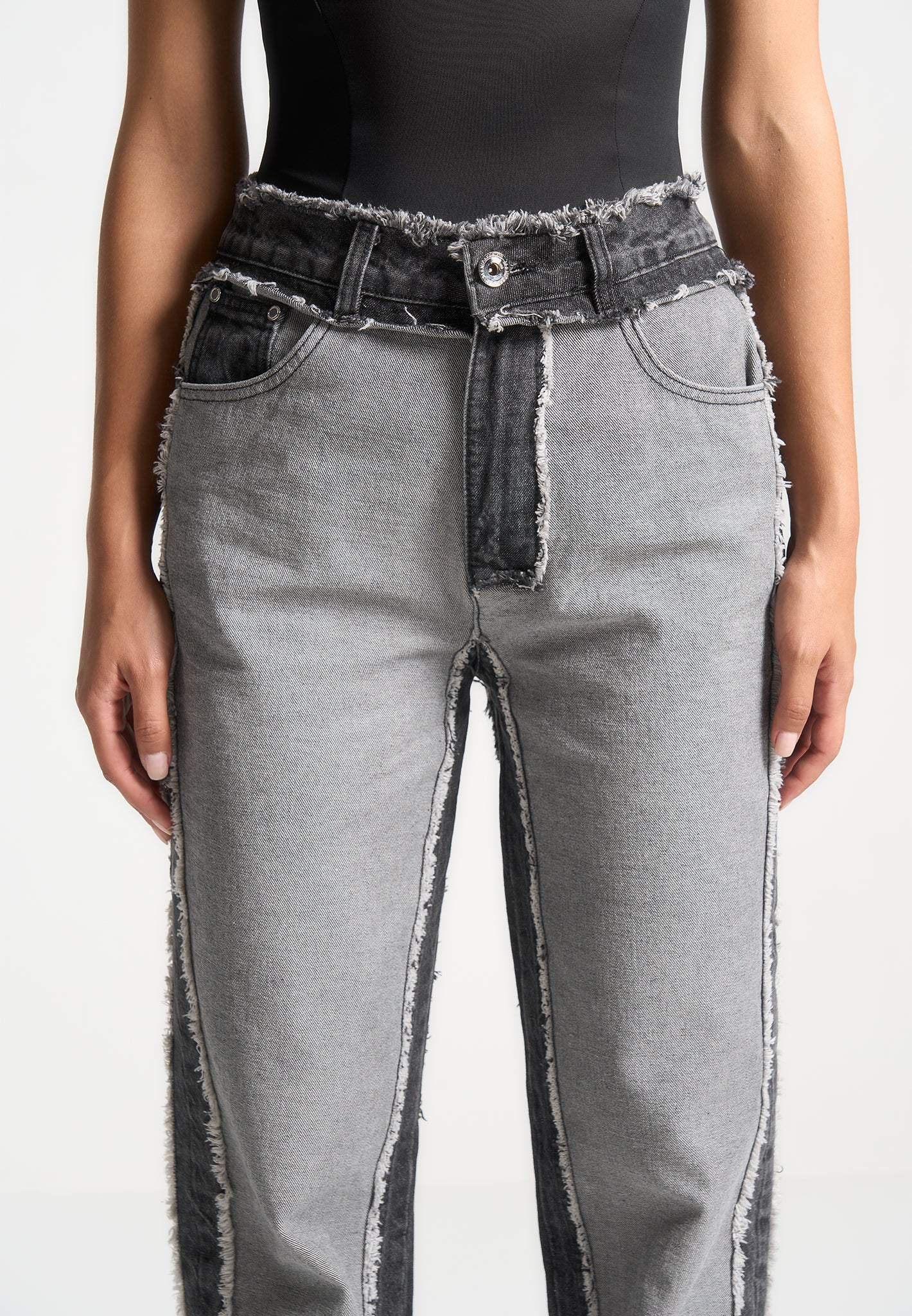 Distressed Mom Jeans - Black Washed - Image 5
