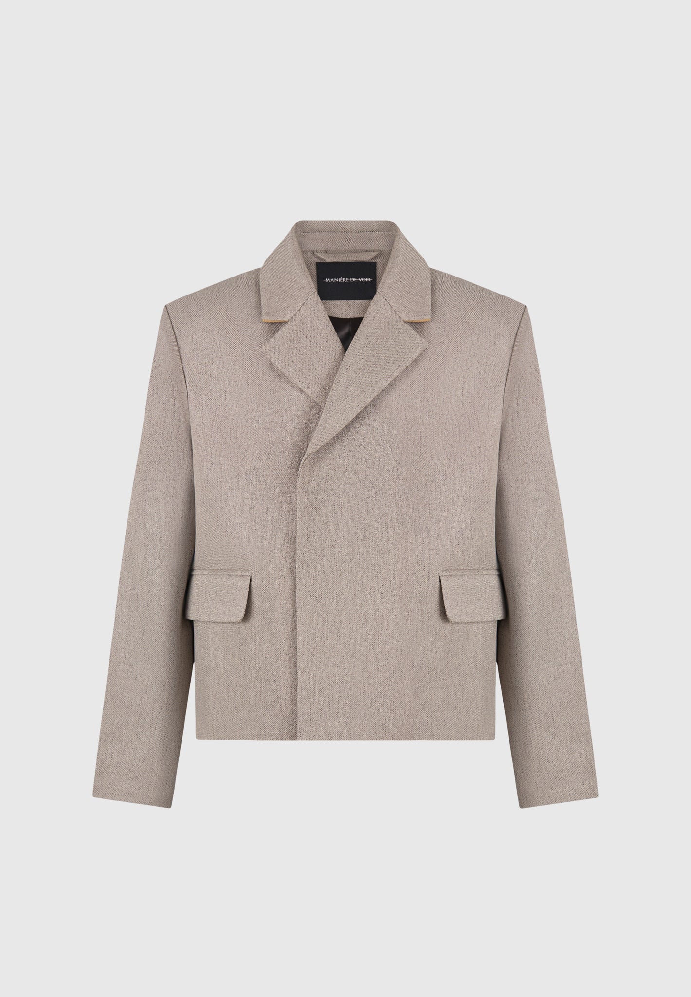 Hector - Double Breasted Tailored Cropped Blazer - Taupe - Image 3