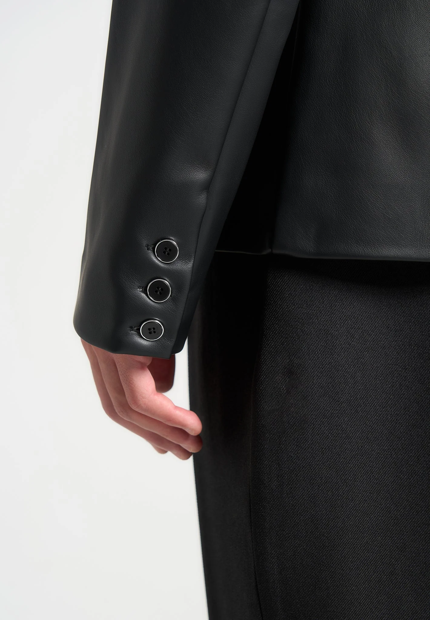 Didier - Double Breasted Leather Suit Jacket - Black - Image 5