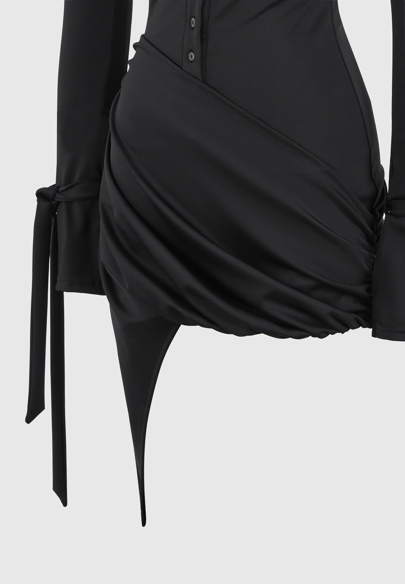 Diane - Draped Asymmetric Mini Dress - Black - Image 5