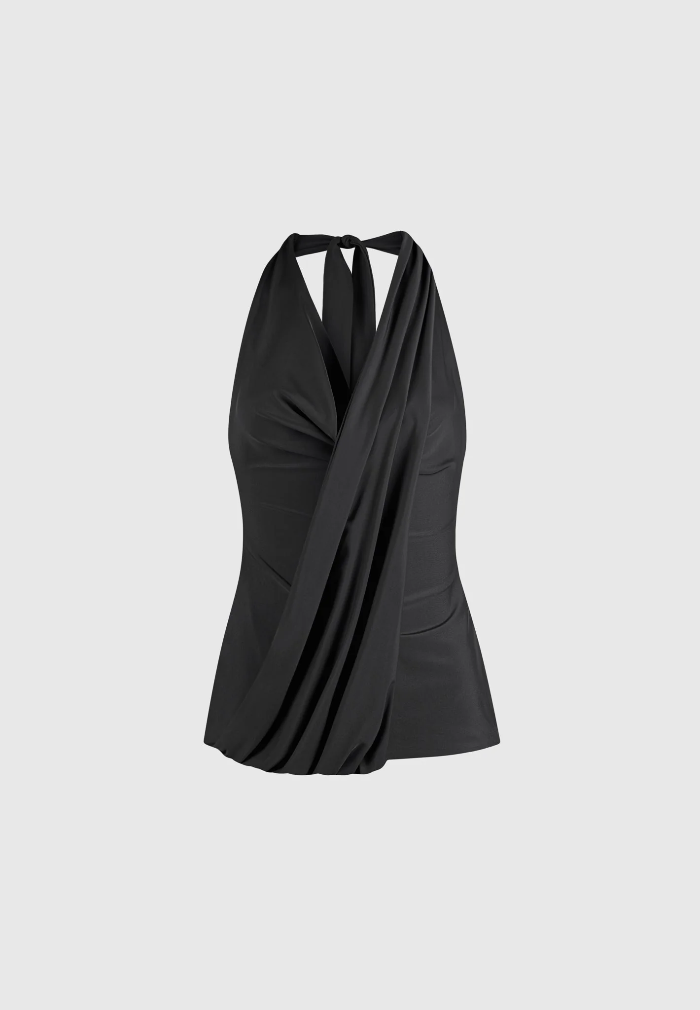 Draped Halterneck Top - Black - Image 5