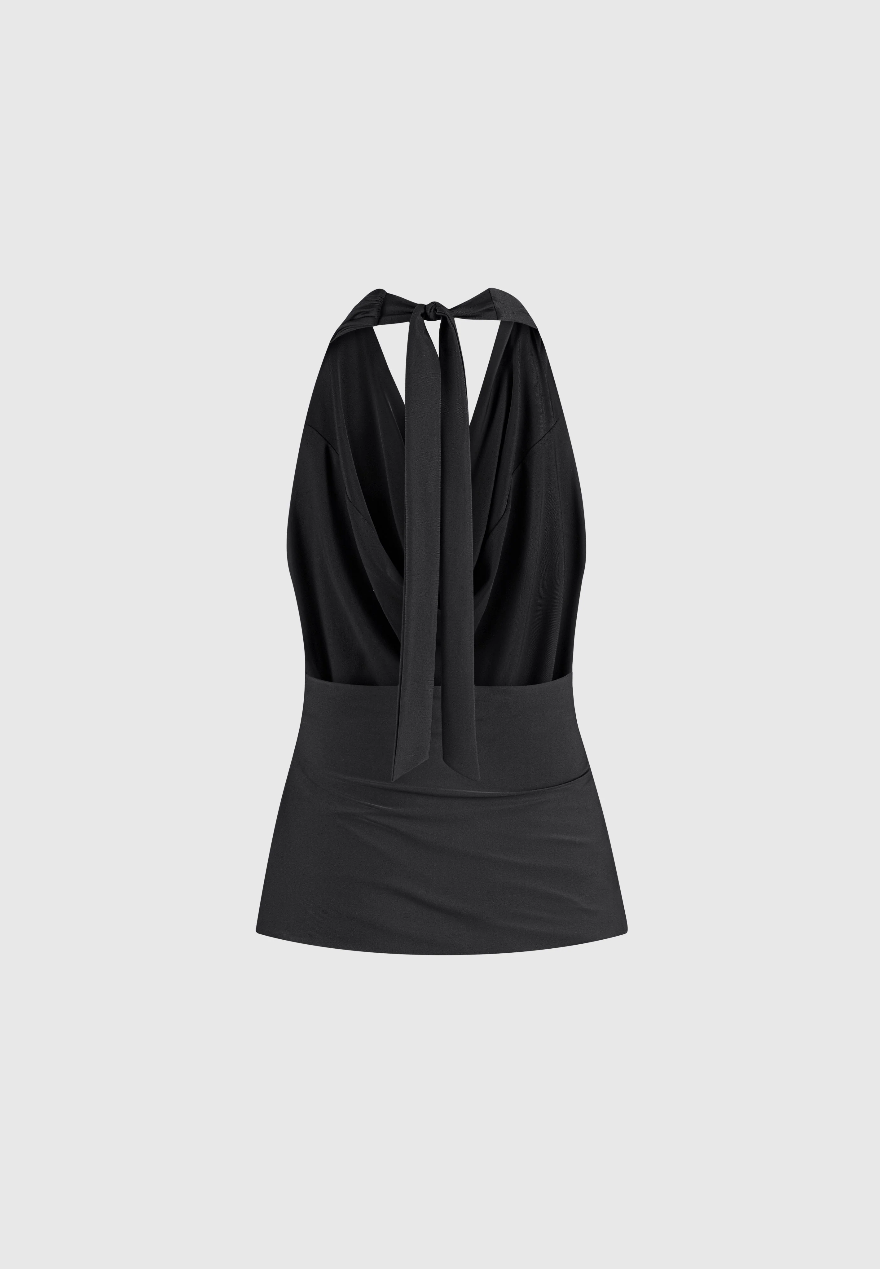 Draped Halterneck Top - Black - Image 6