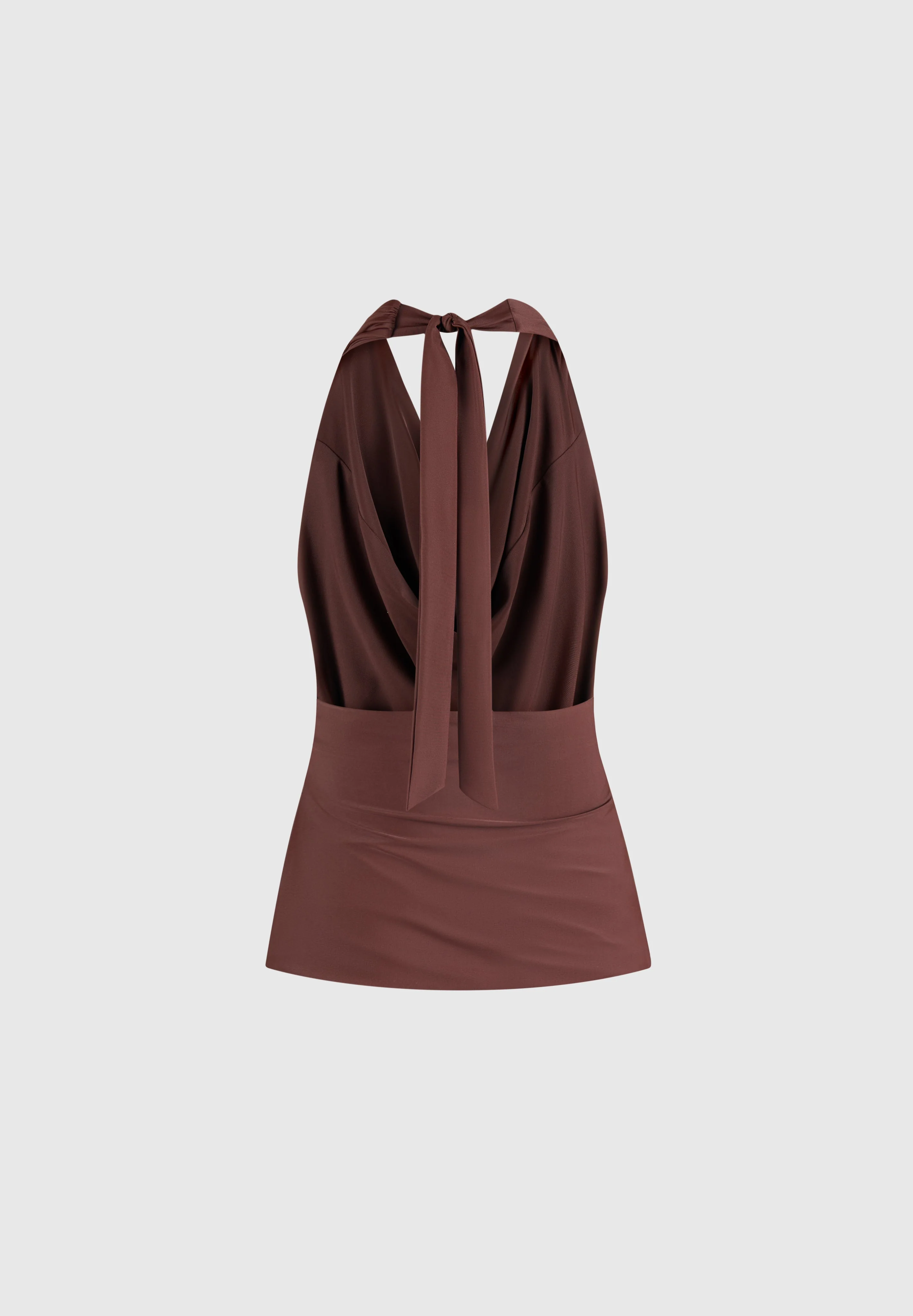 Draped Halterneck Top - Brown - Image 7
