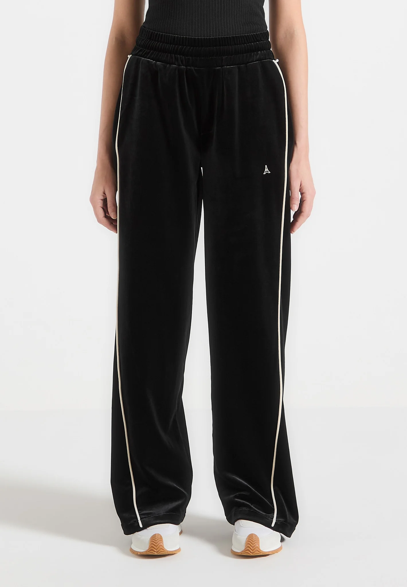Eiffel Velour Straight Leg Joggers - Black - Image 2