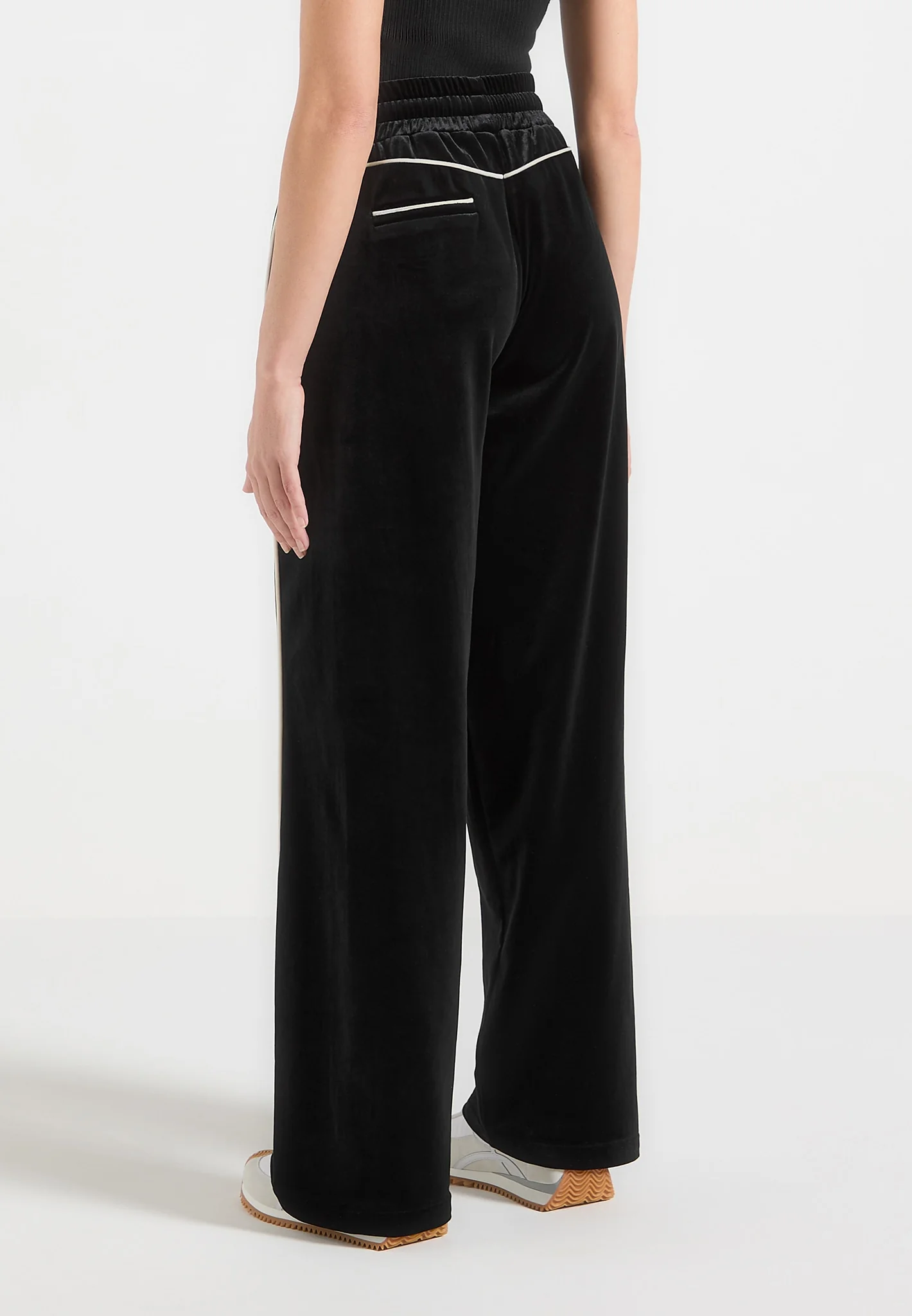 Eiffel Velour Straight Leg Joggers - Black - Image 4