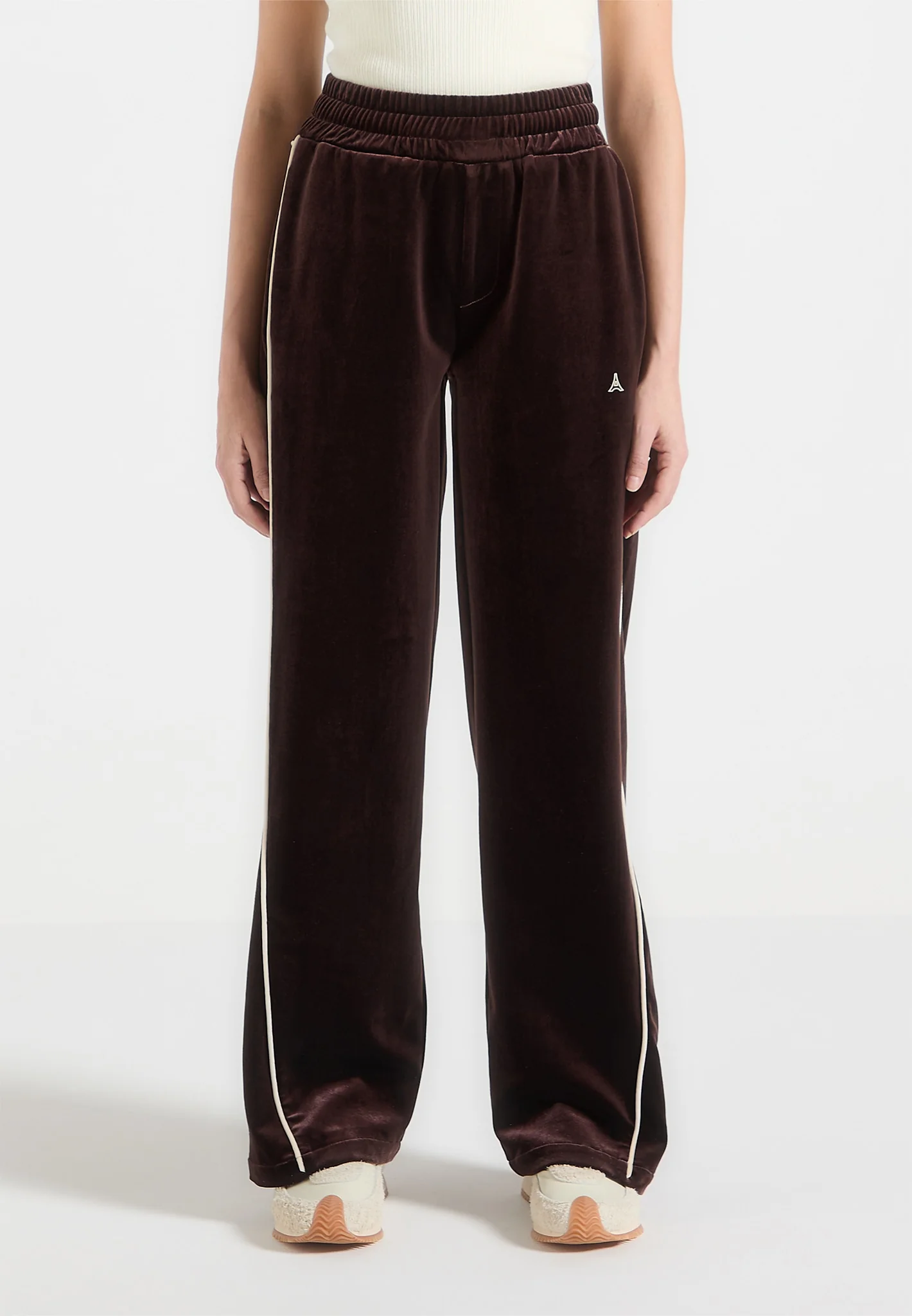 Eiffel Velour Straight Leg Joggers - Brown - Image 2