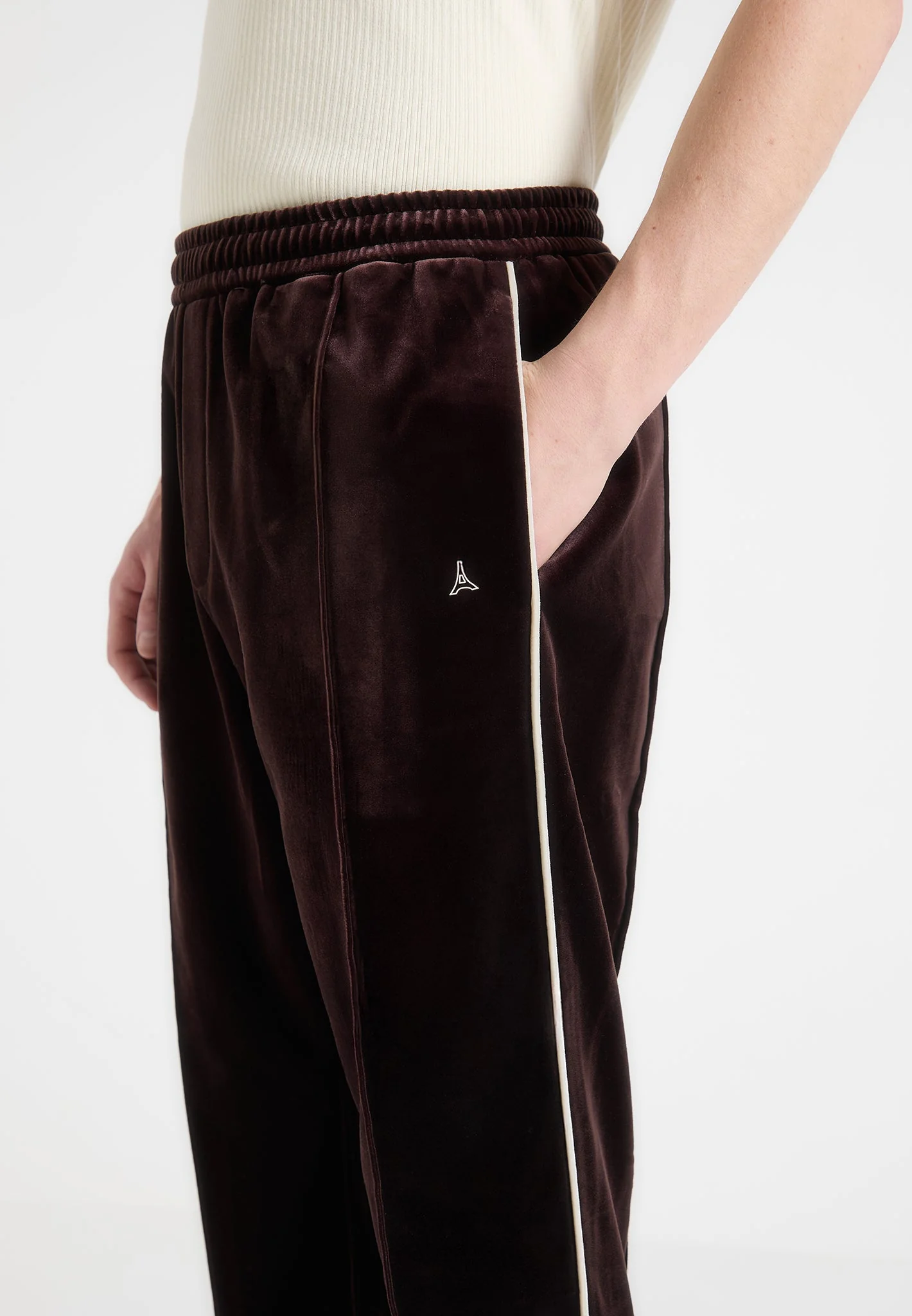 Eiffel Velour Track Pants - Brown - Image 4
