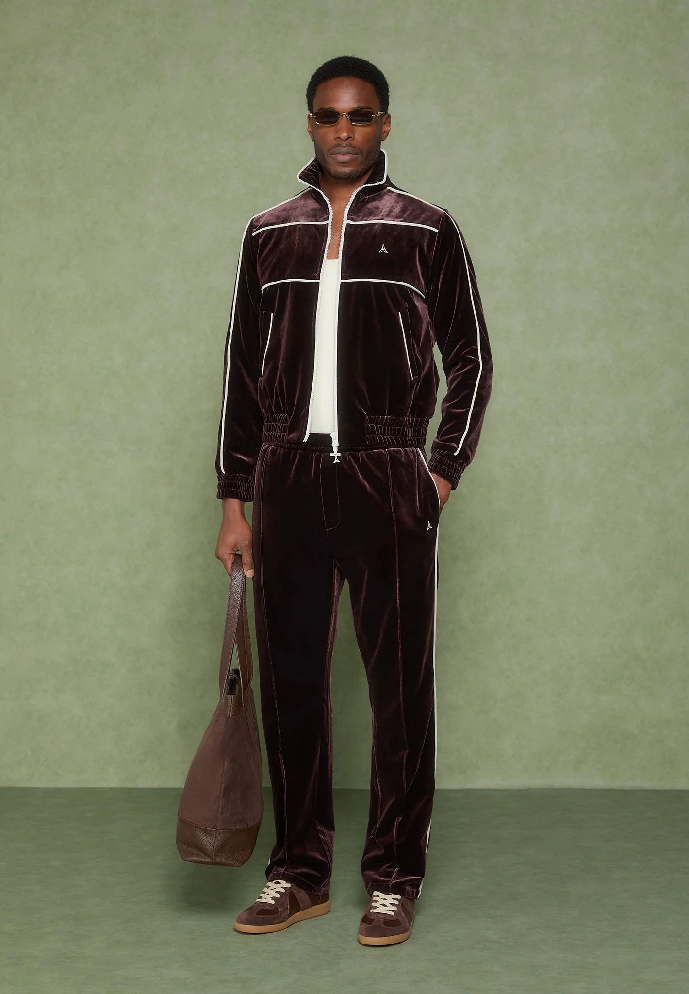 Eiffel Velour Track Pants - Brown - Image 5