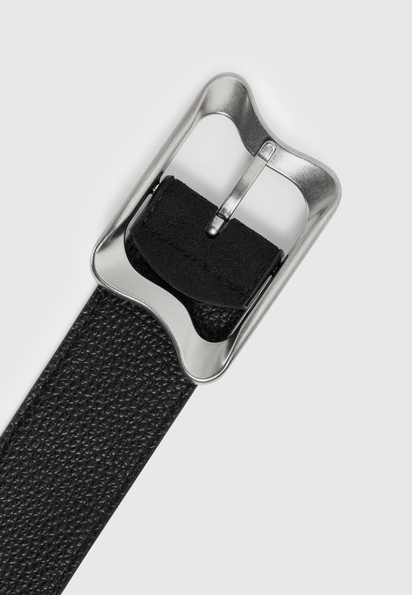 Eleanor - Suede & Leather Statement Buckle Belt - Black - Image 5