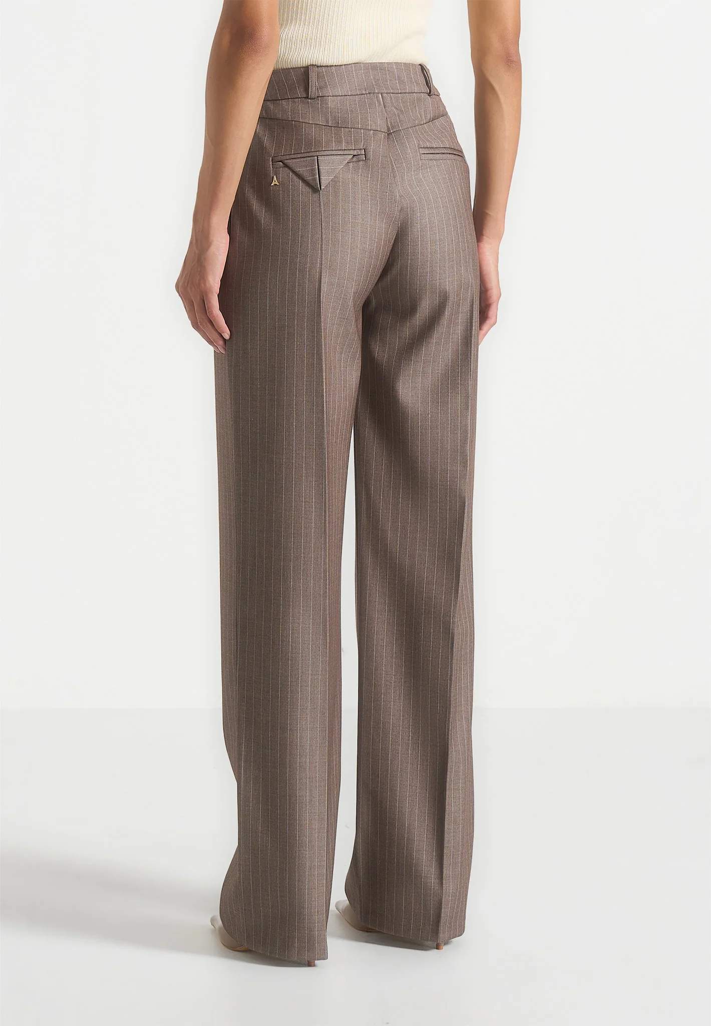 Elsy - Pinstripe Tailored Trousers - Beige - Image 5
