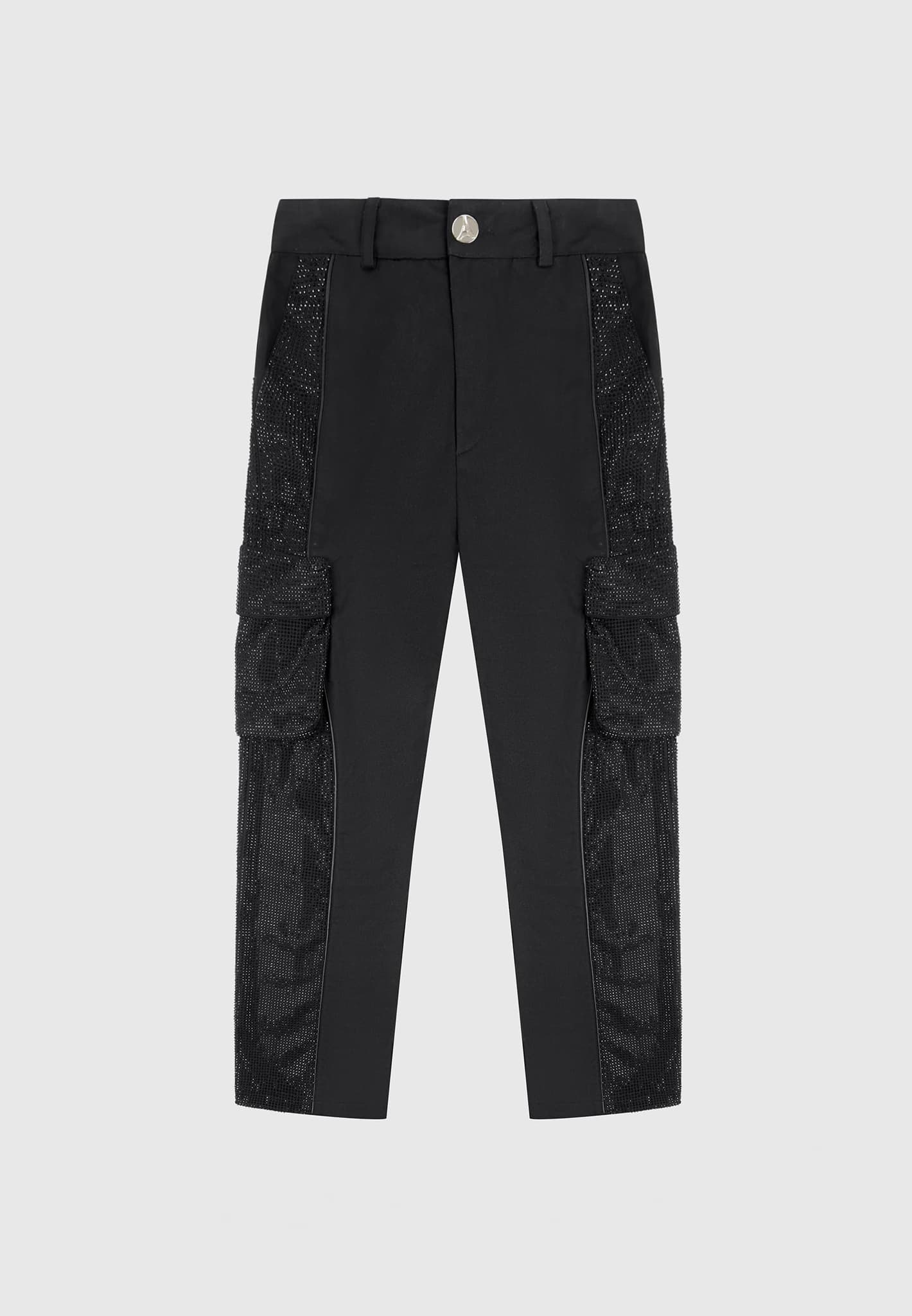 Rhinestone Contour Cargo Pants - Black - Image 5