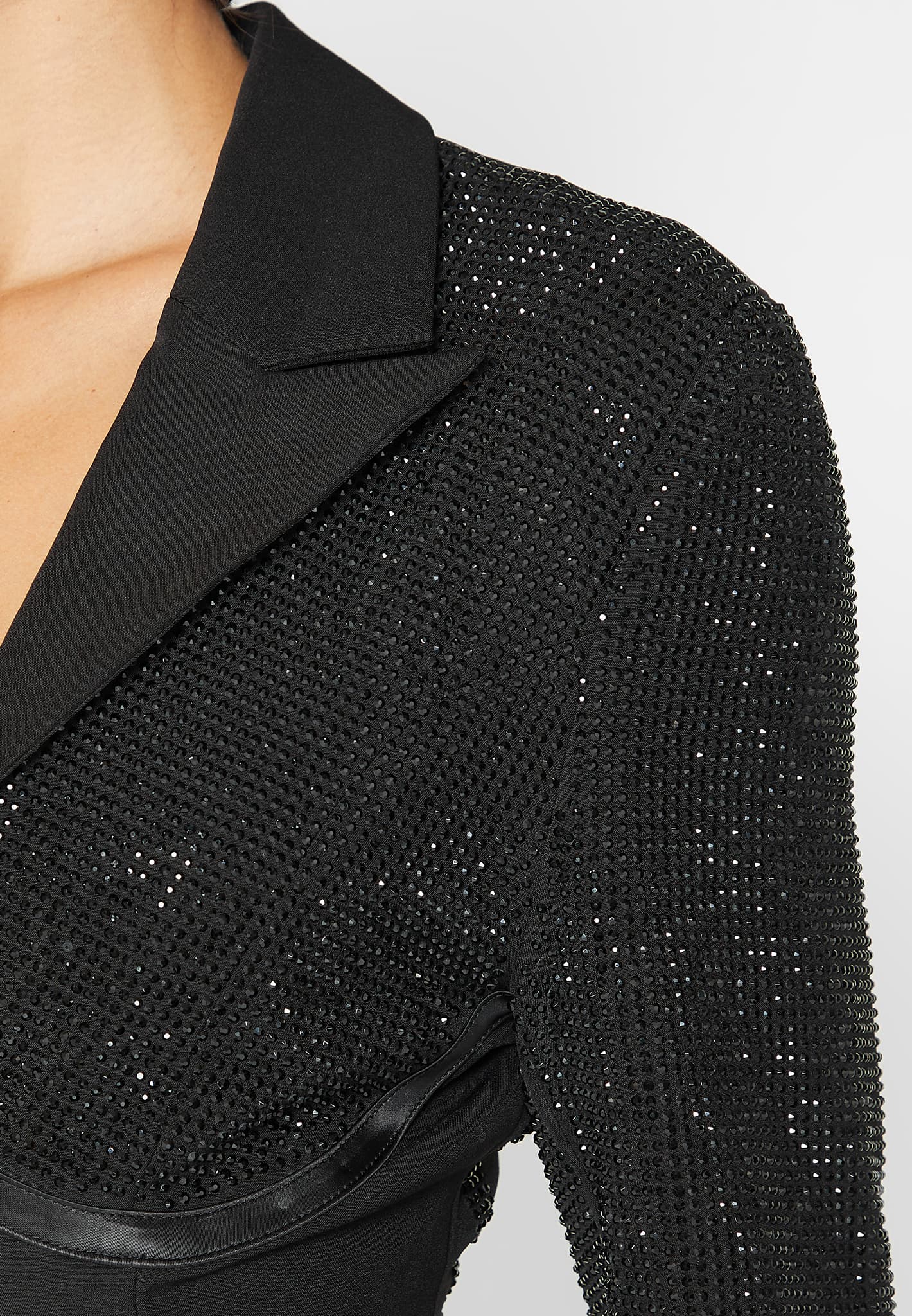 Rhinestone Corset Blazer Dress - Black - Image 6