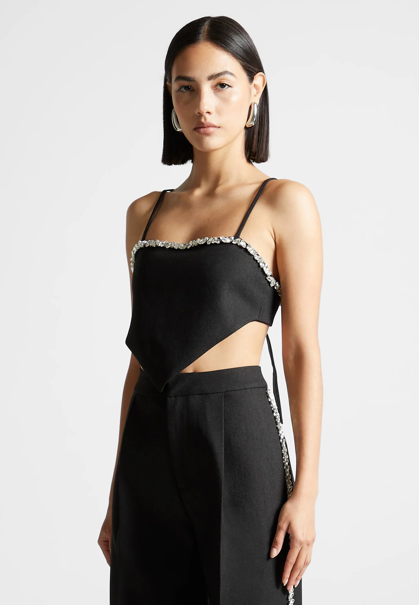Embellished Handkerchief Top - Black - Image 5