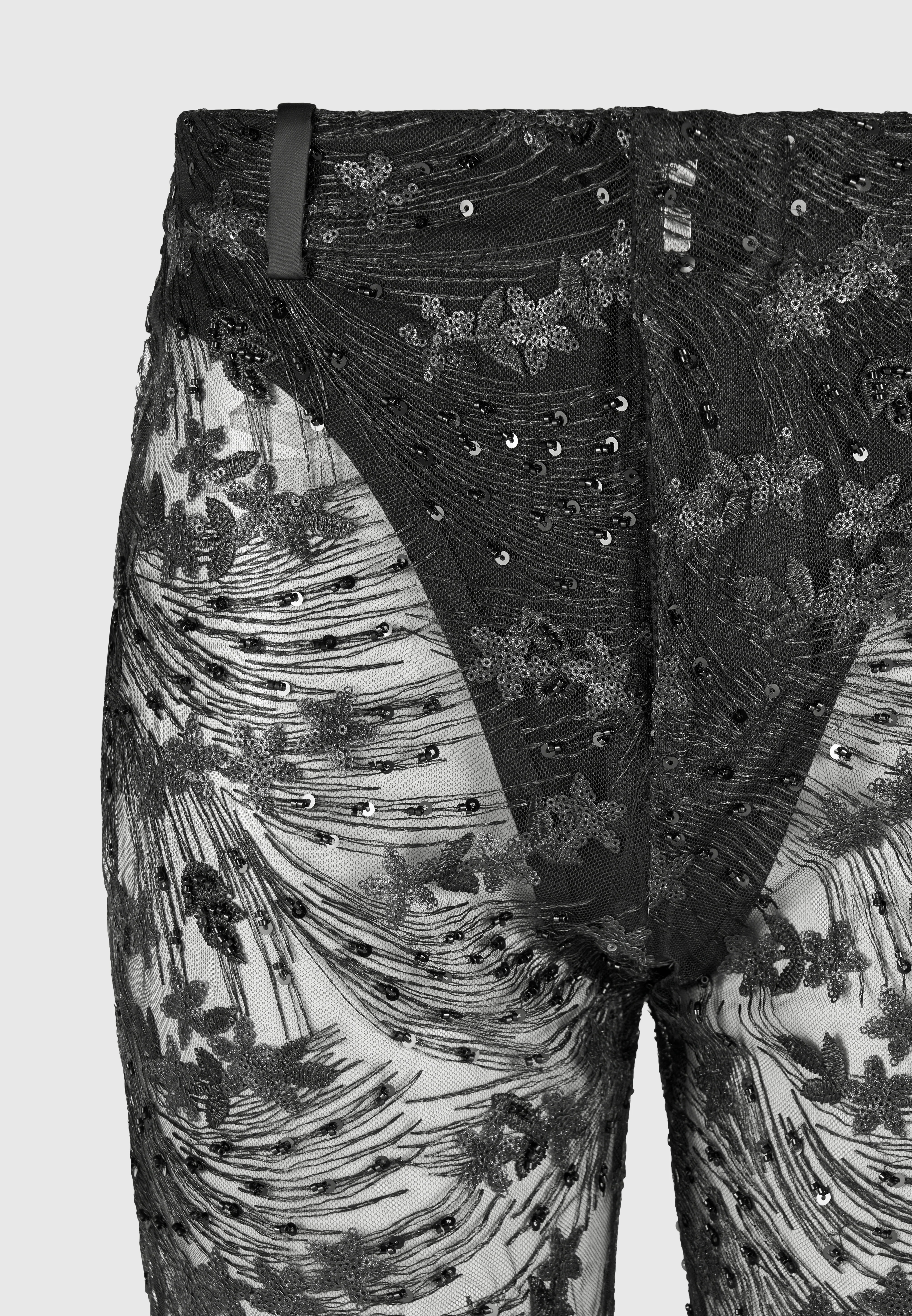 Embellished Lace Fit and Flare Trousers - Black - Image 8