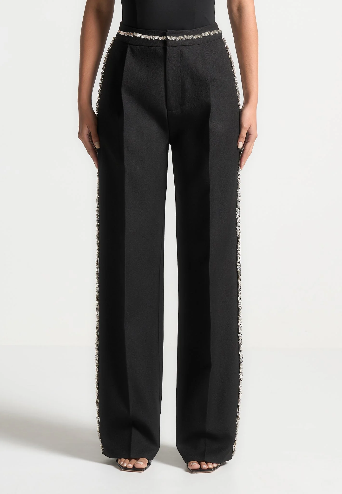 Patricia - Embellished Tailored Trousers - Black - Image 2