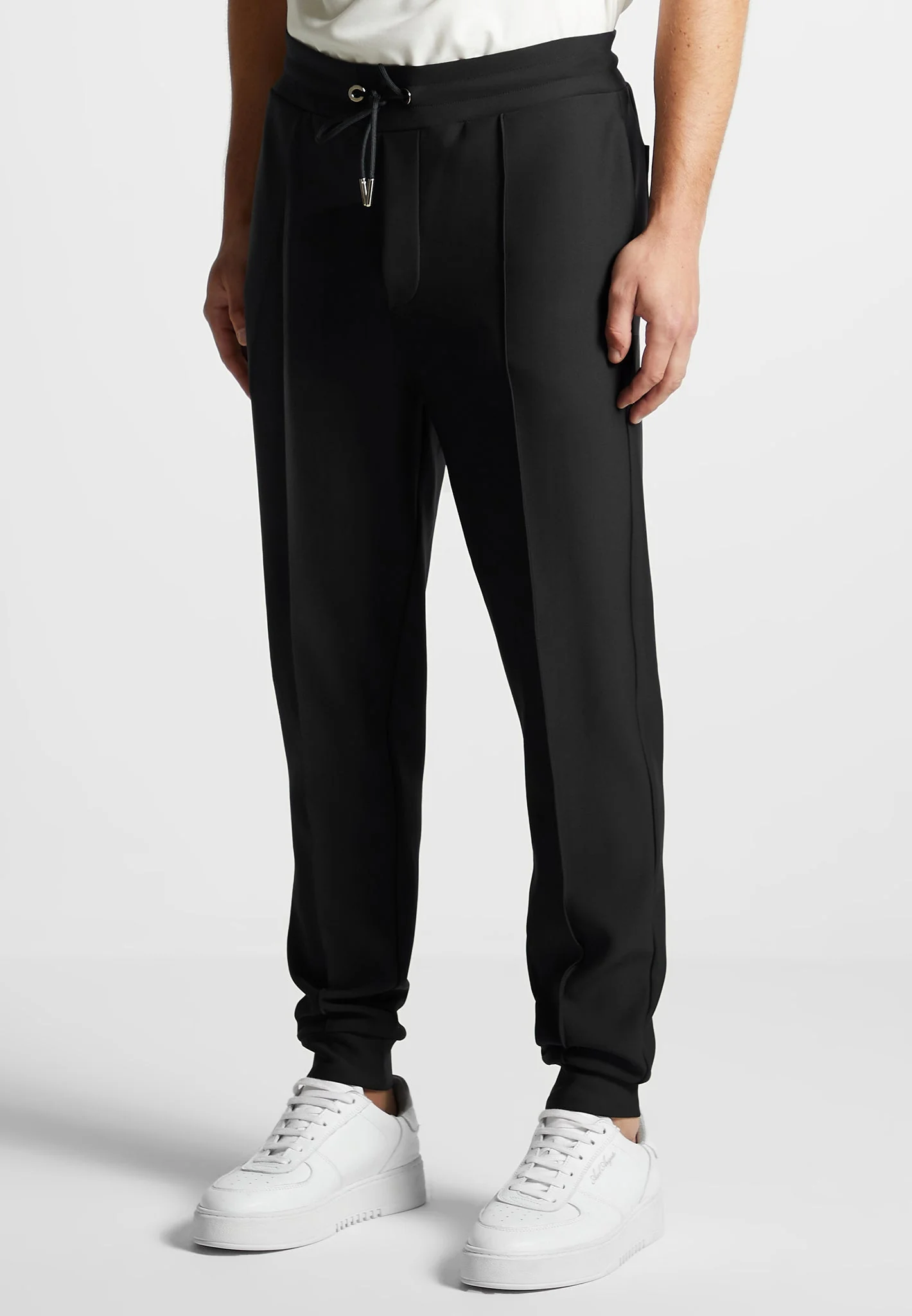 Neoprene Tapered Fit Pintuck Joggers - Black - Image 5