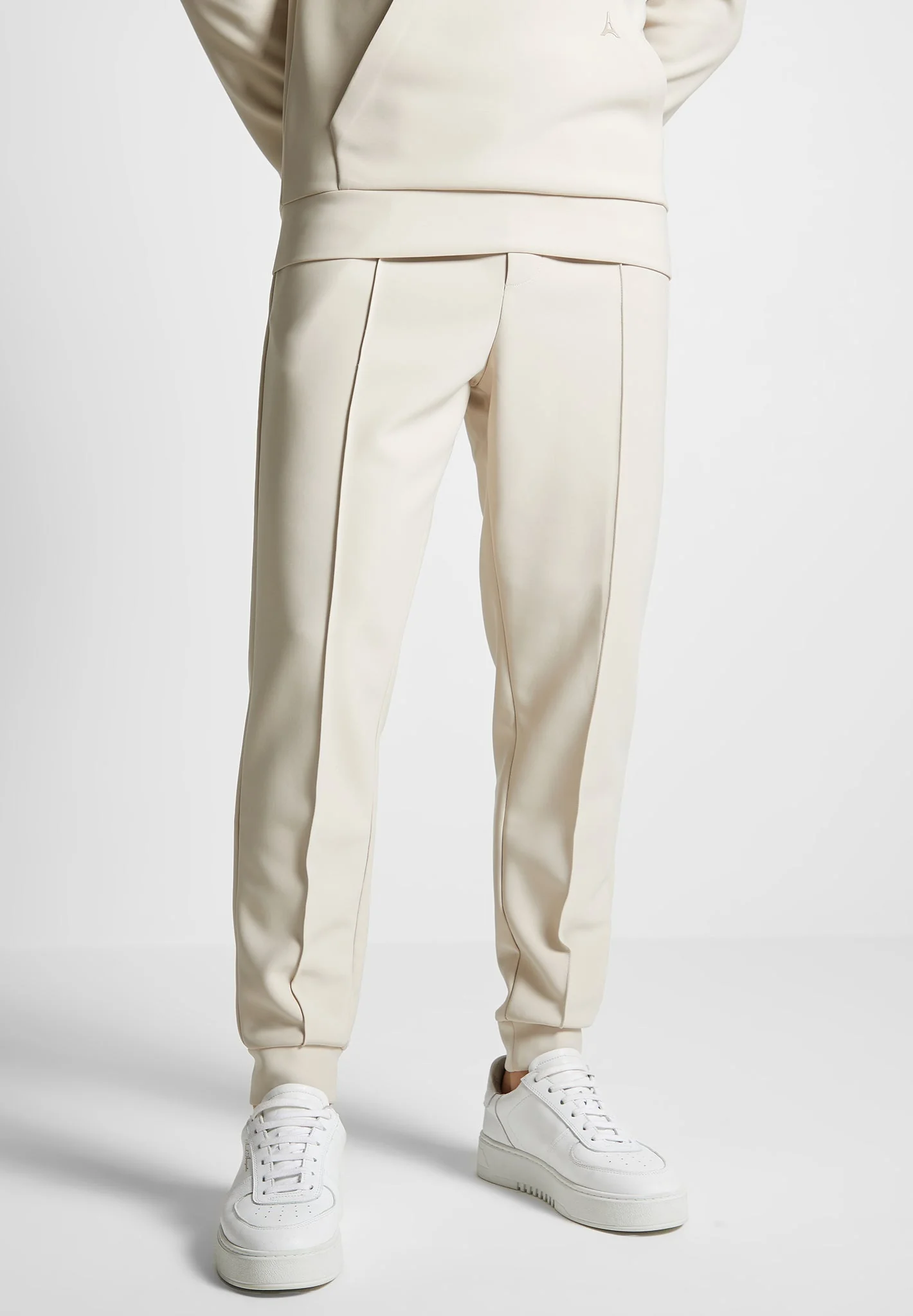 Neoprene Tapered Fit Pintuck Joggers - Stone
