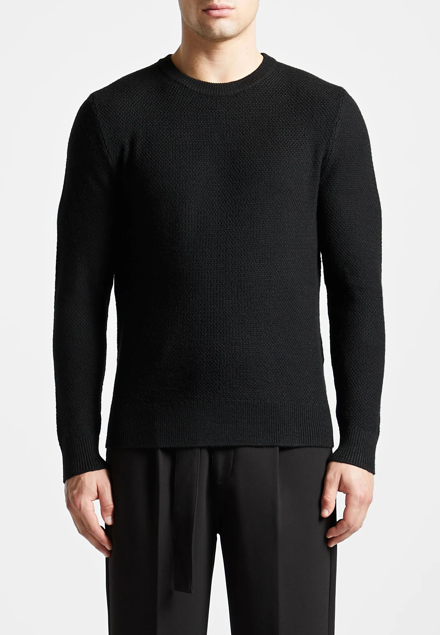 Gabin - Textured Wool Blend Jumper - Black - Image 3