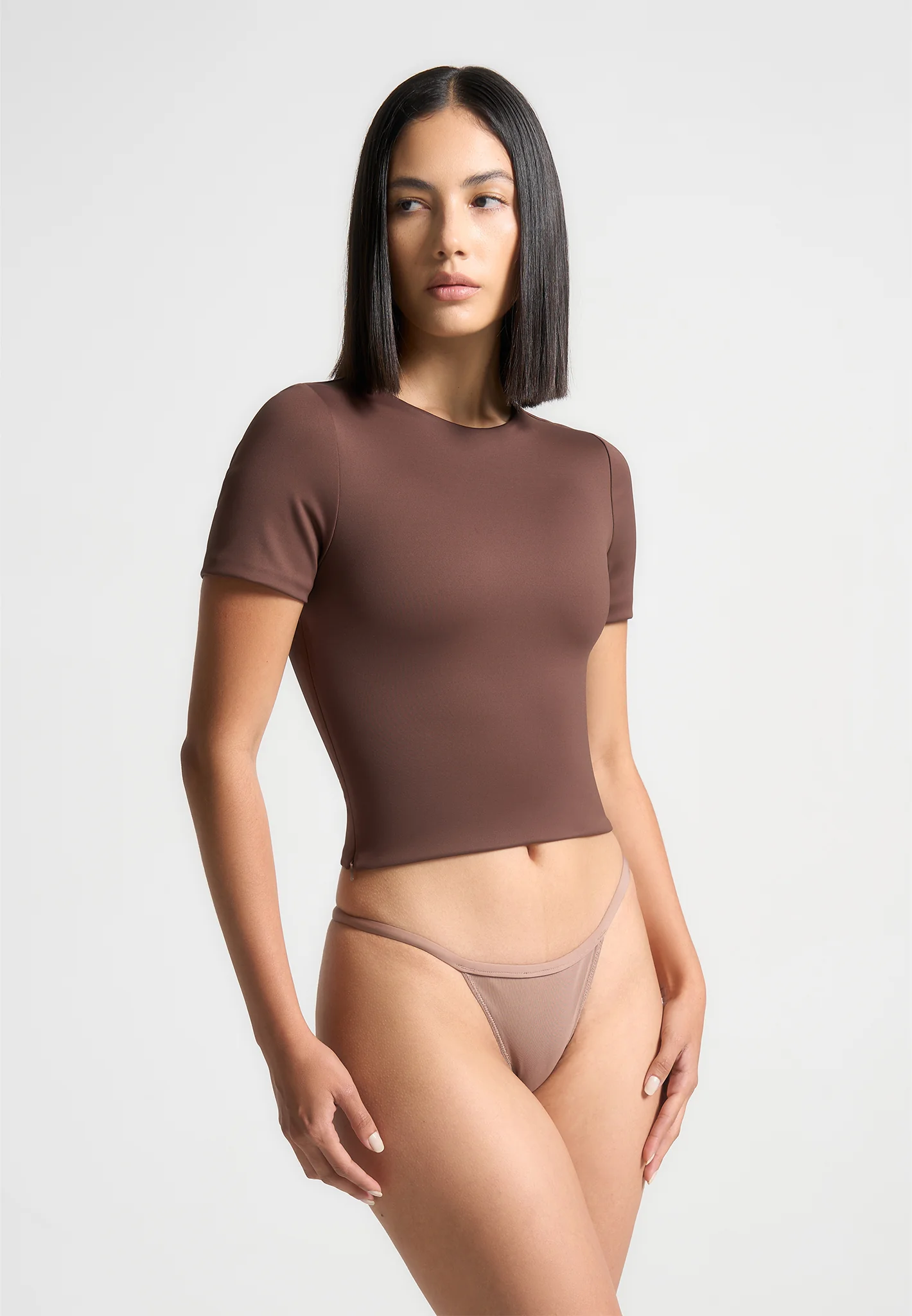 Léna - Double Layer Short Sleeve T-Shirt - Brown - Image 3
