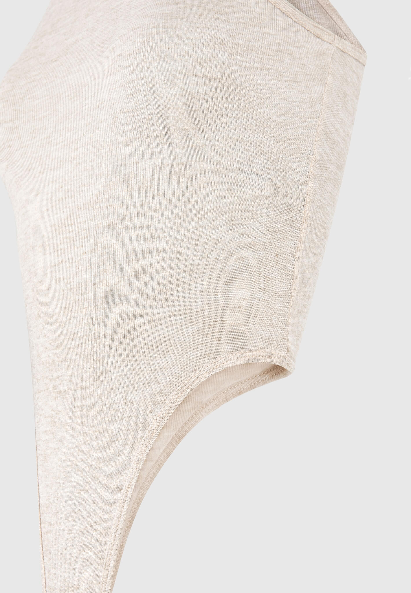 Sheer Racer Neck Bodysuit - Beige - Image 6