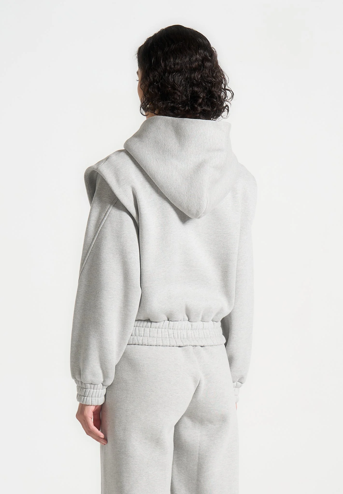 Louna - Wide Shoulder Zip Through Hoodie - Grey - Image 4