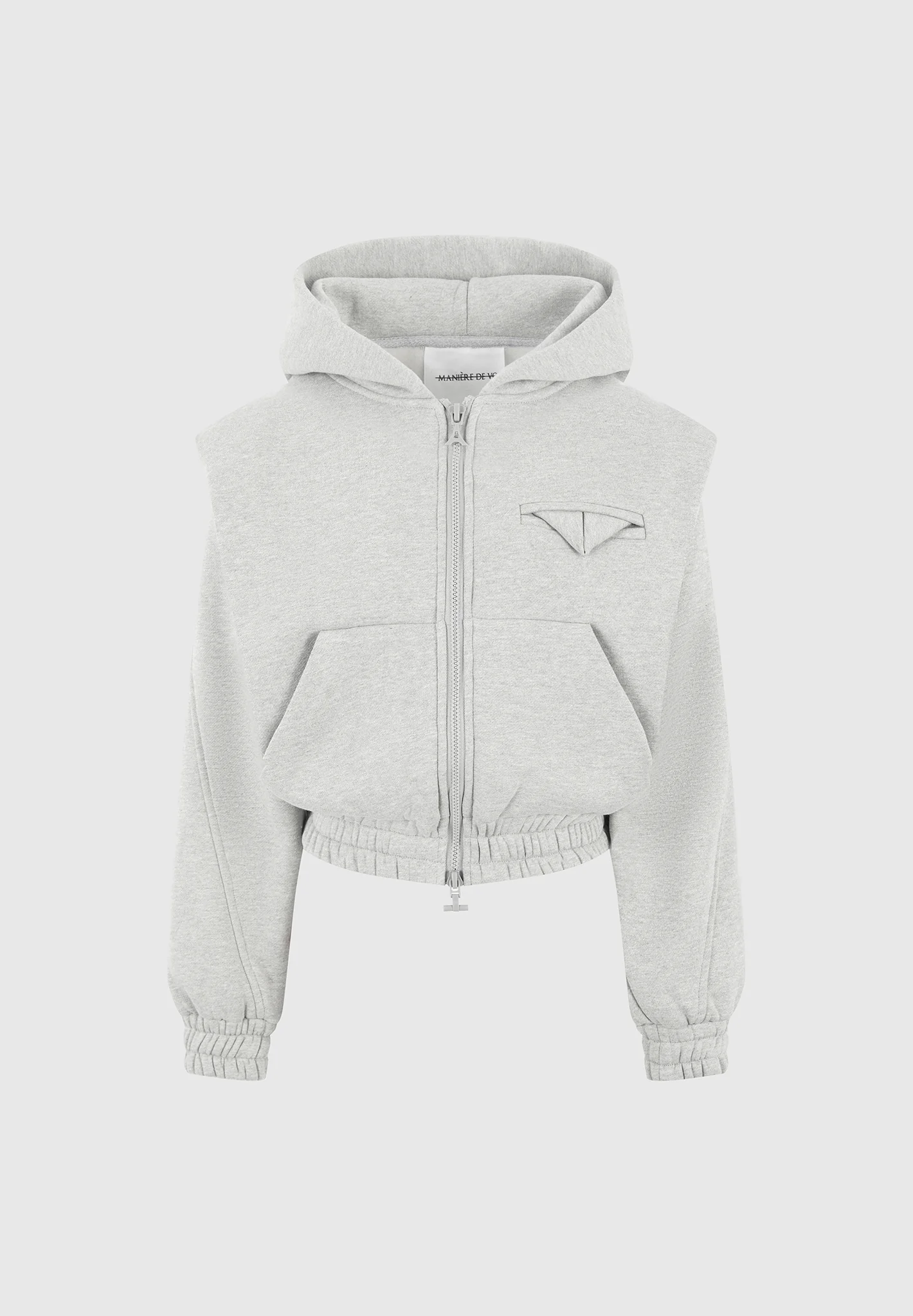 Louna - Wide Shoulder Zip Through Hoodie - Grey - Image 5