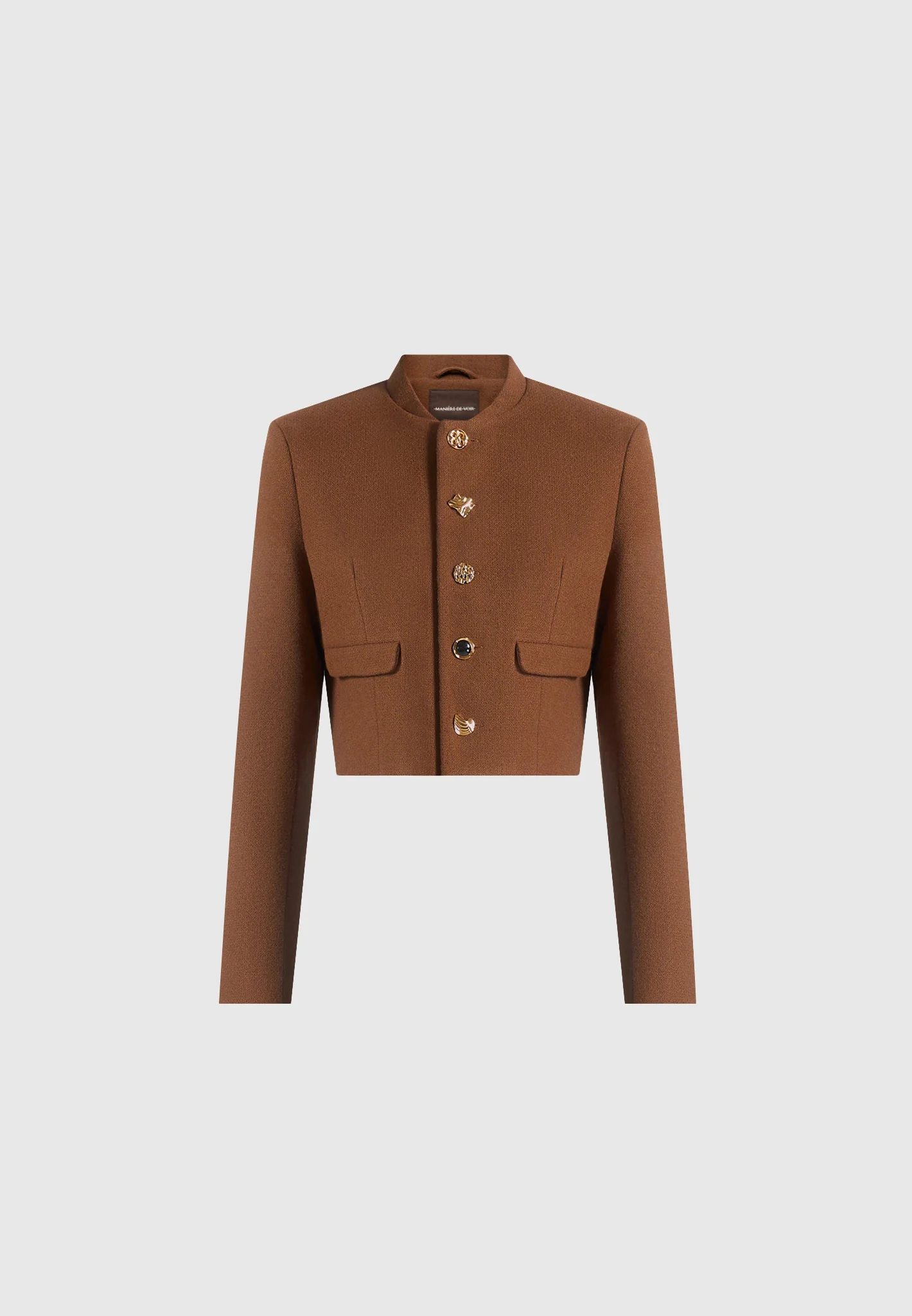 Evana - Structured Wool Jacket With Mixed Buttons - Rust - Image 7
