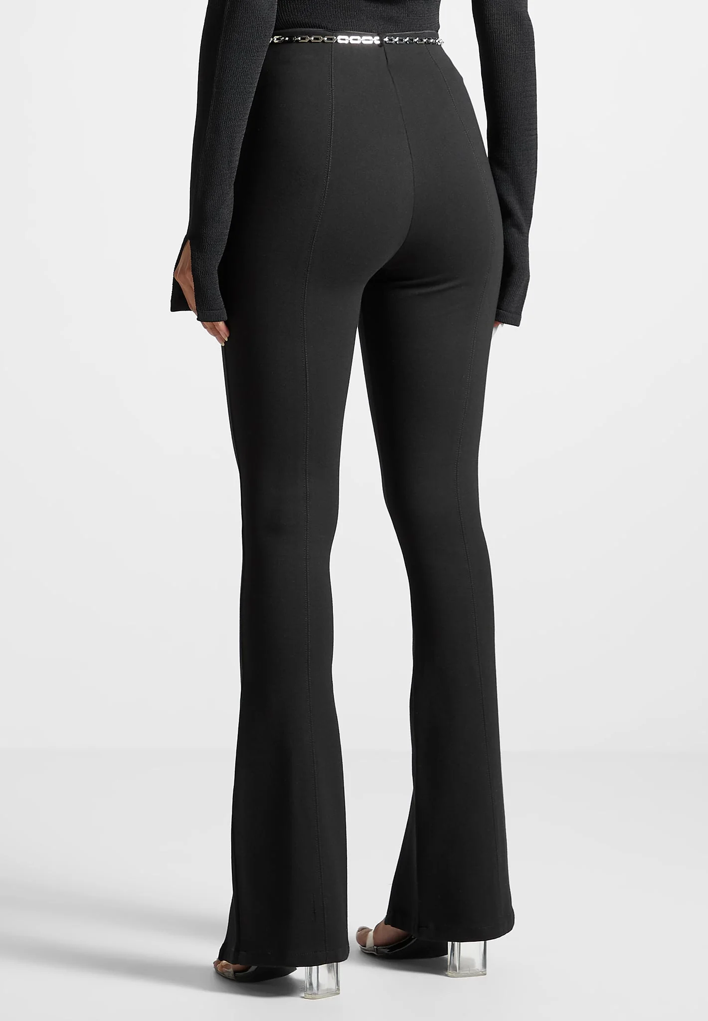 Fit and Flare Leggings with Chain - Black - Image 3