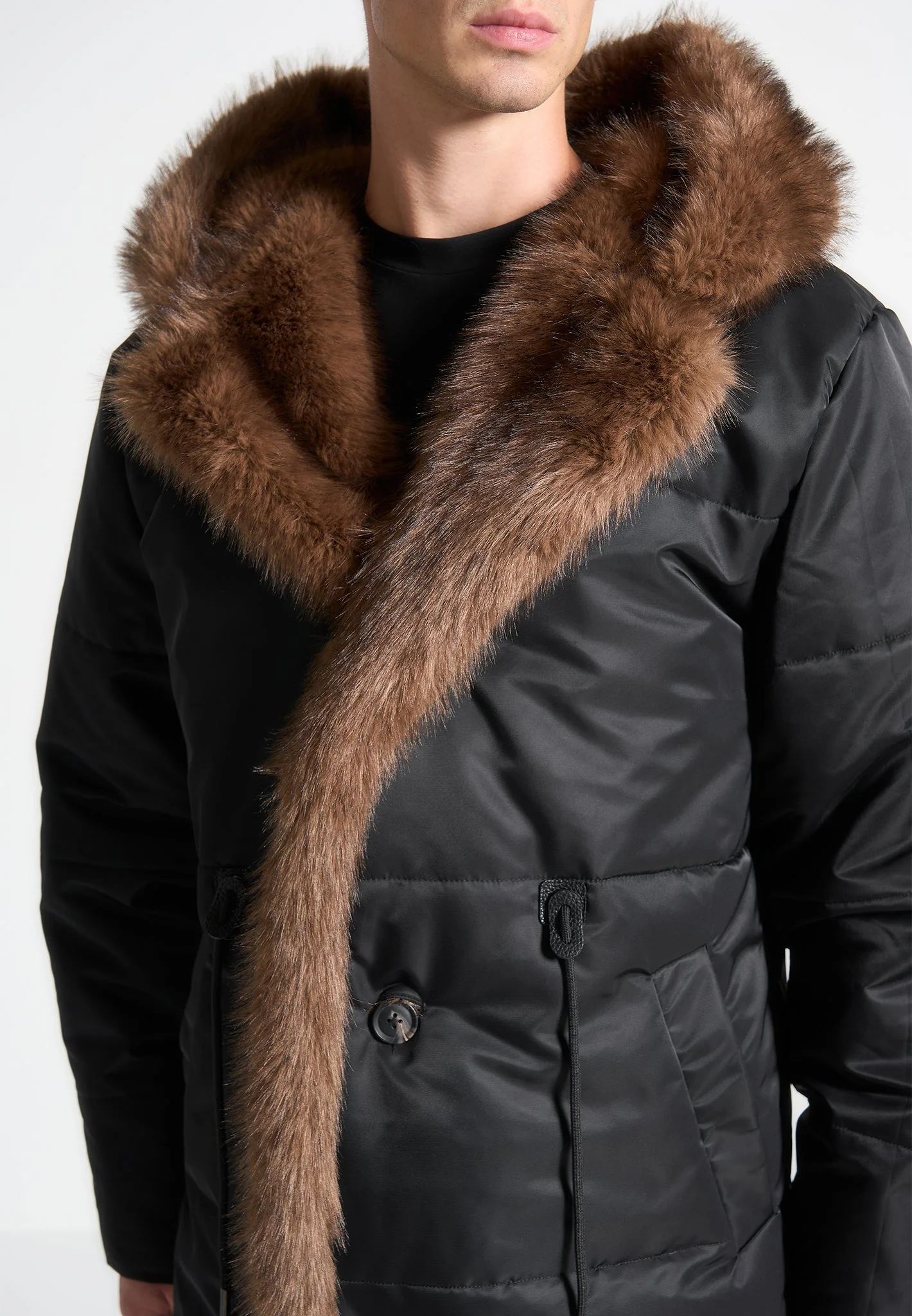 Fur Lined Parka Jacket - Black - Image 3