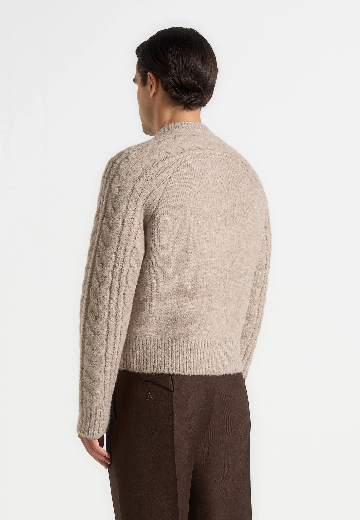Gaby - Speckled Cable Knit Zip Cardigan - Beige - Image 4