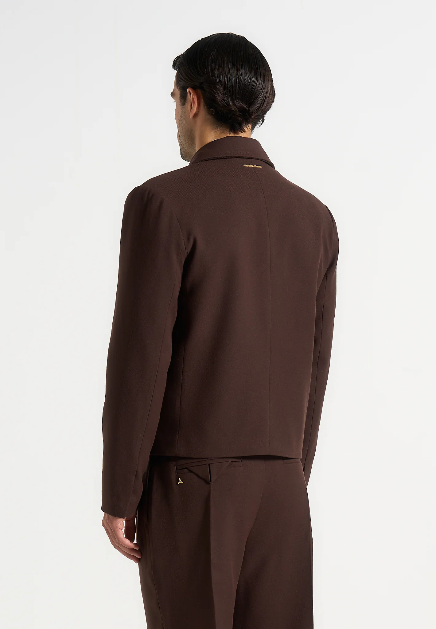 Hector - Double Breasted Tailored Cropped Blazer - Brown - Image 4