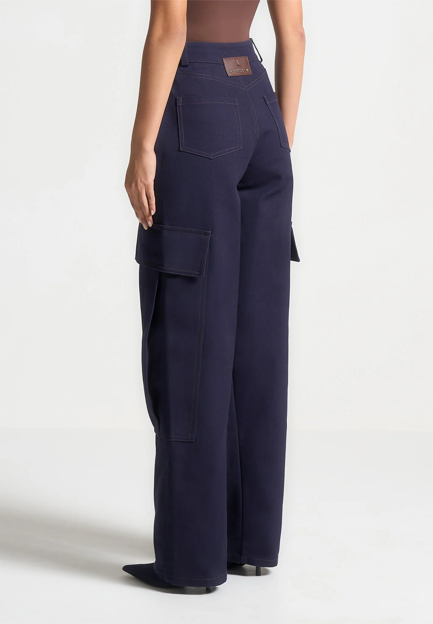 High Rise Drill Cargo Pants - Indigo - Image 3