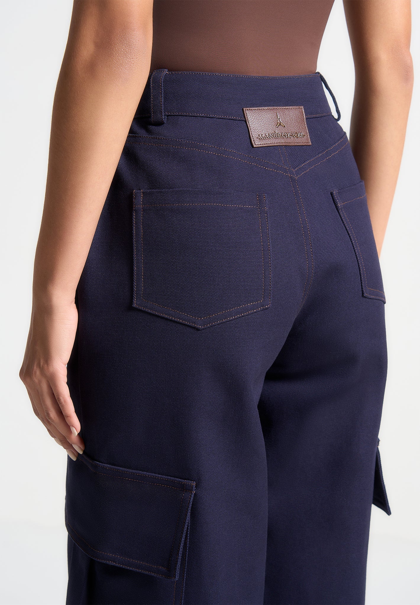 High Rise Drill Cargo Pants - Indigo - Image 6