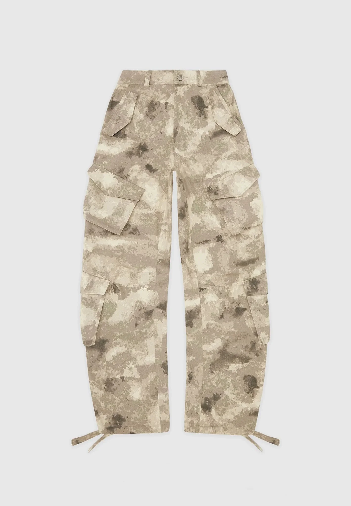 High Waisted Camo Cargo Pants - Beige - Image 2